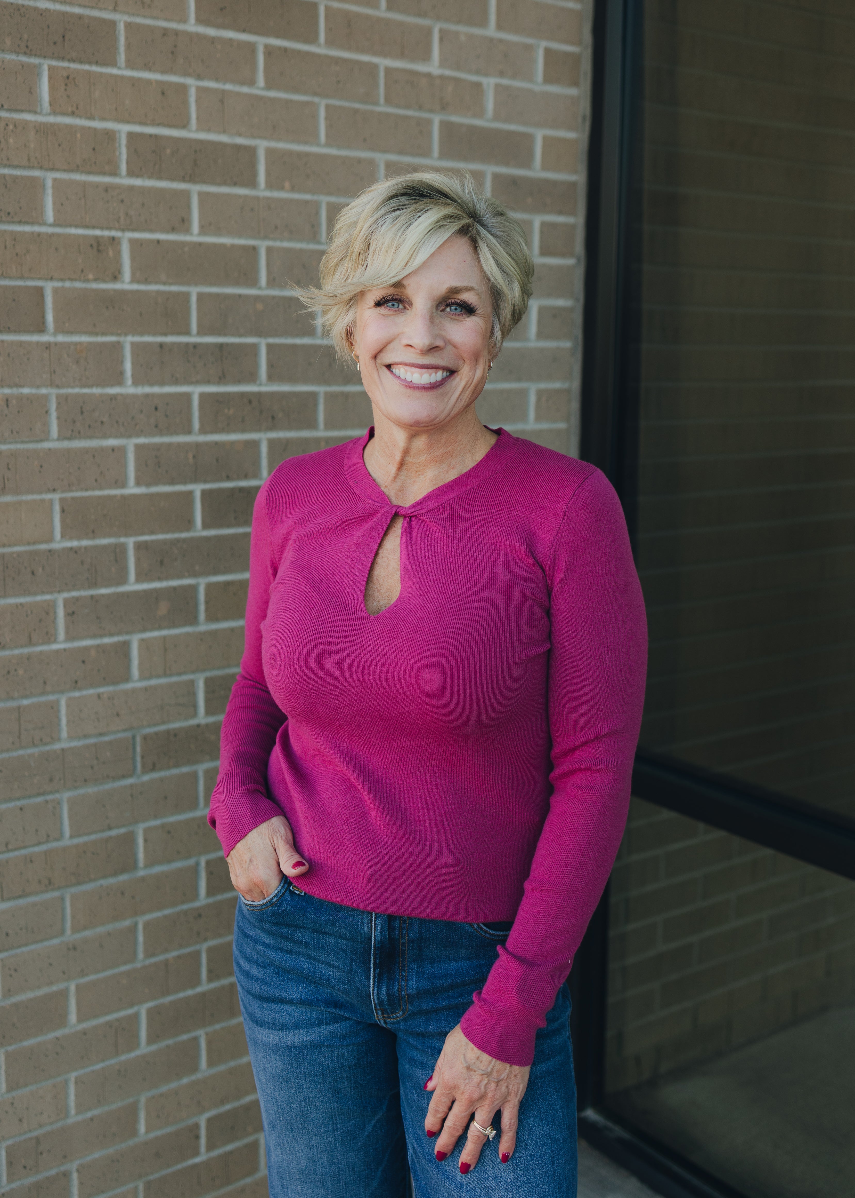 Molly Bracken Twist Neck Sweater - Purple