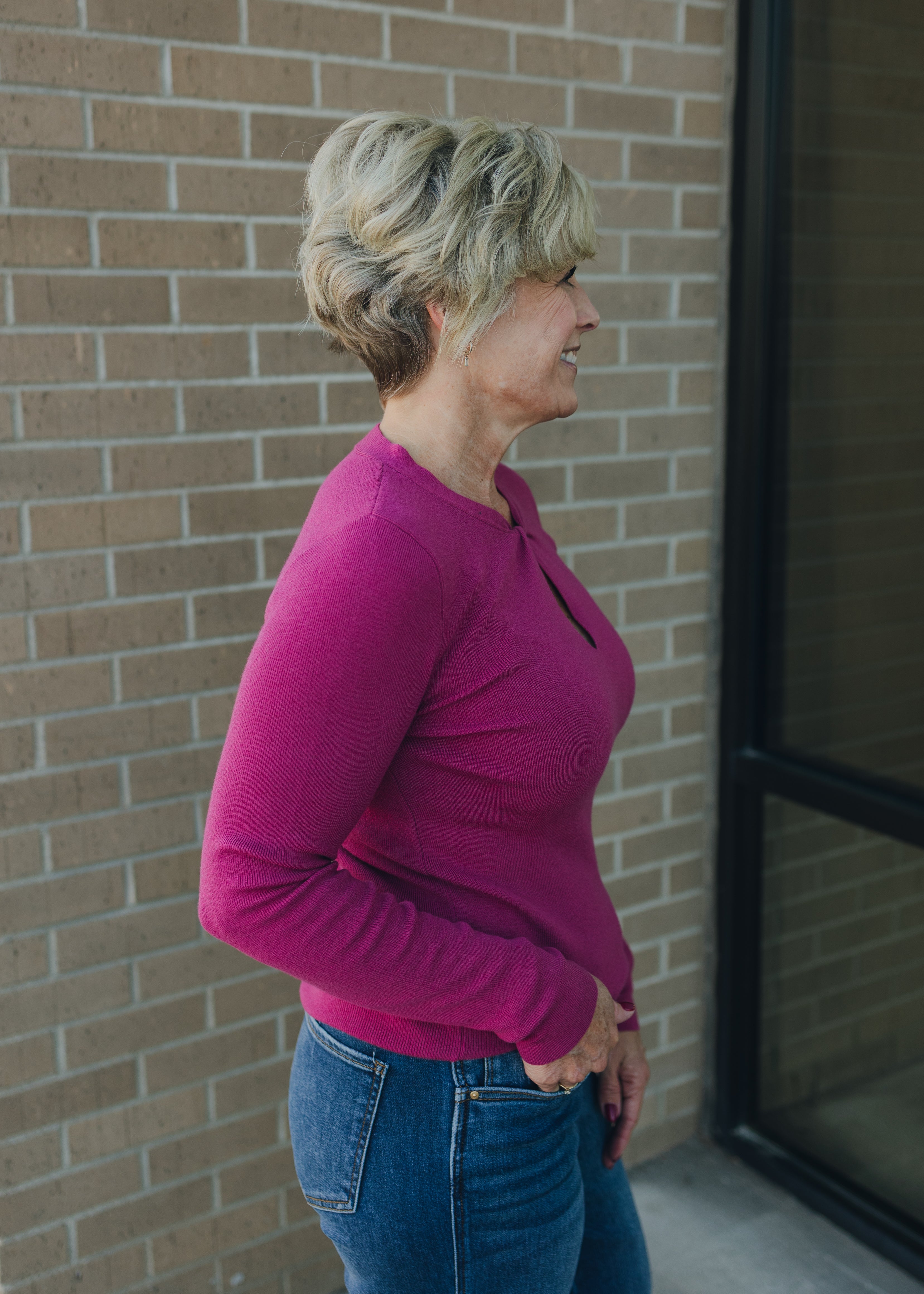 Molly Bracken Twist Neck Sweater - Purple