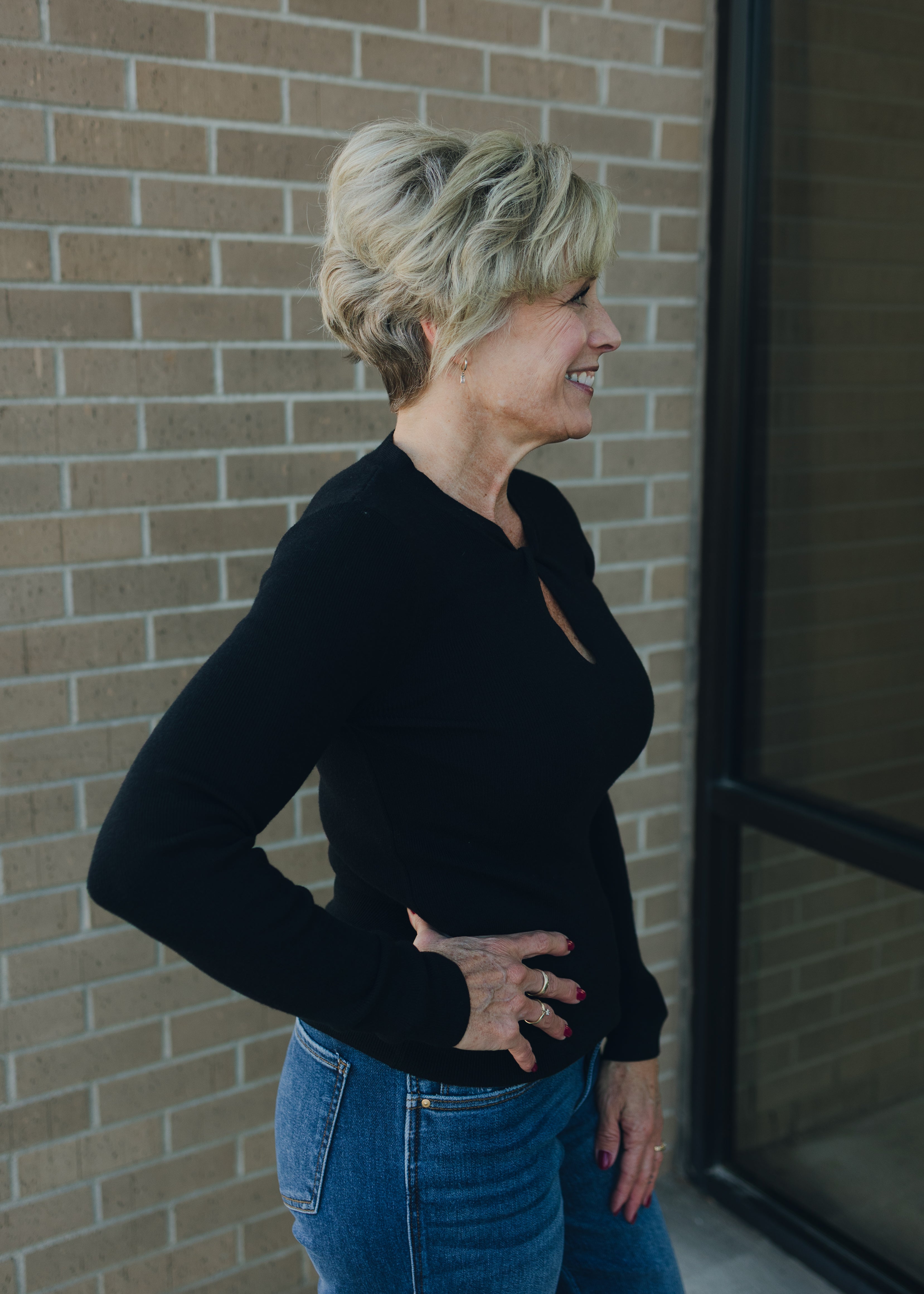 Molly Bracken Twist Neck Sweater - Black