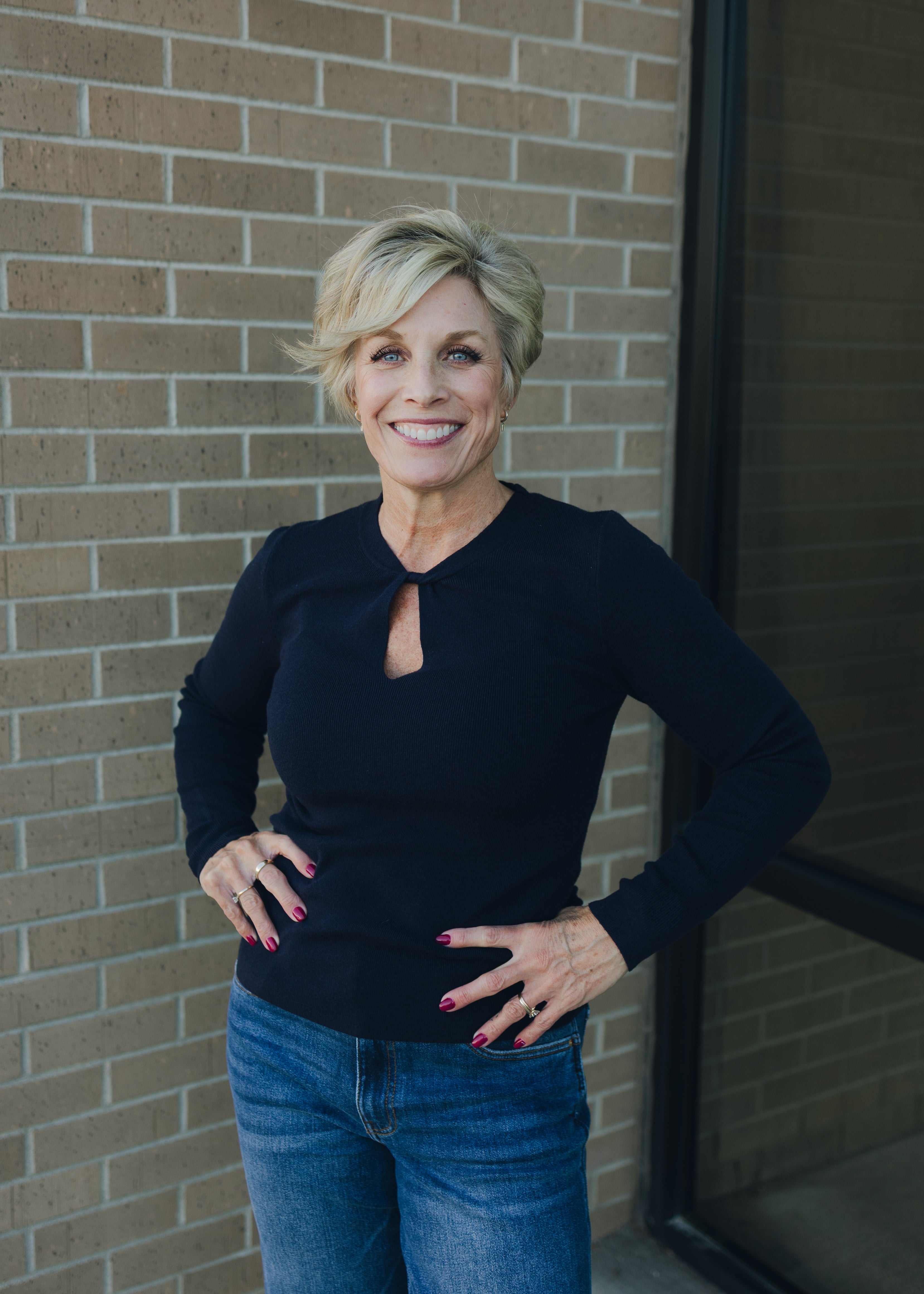 Molly Bracken Twist Neck Sweater - Navy