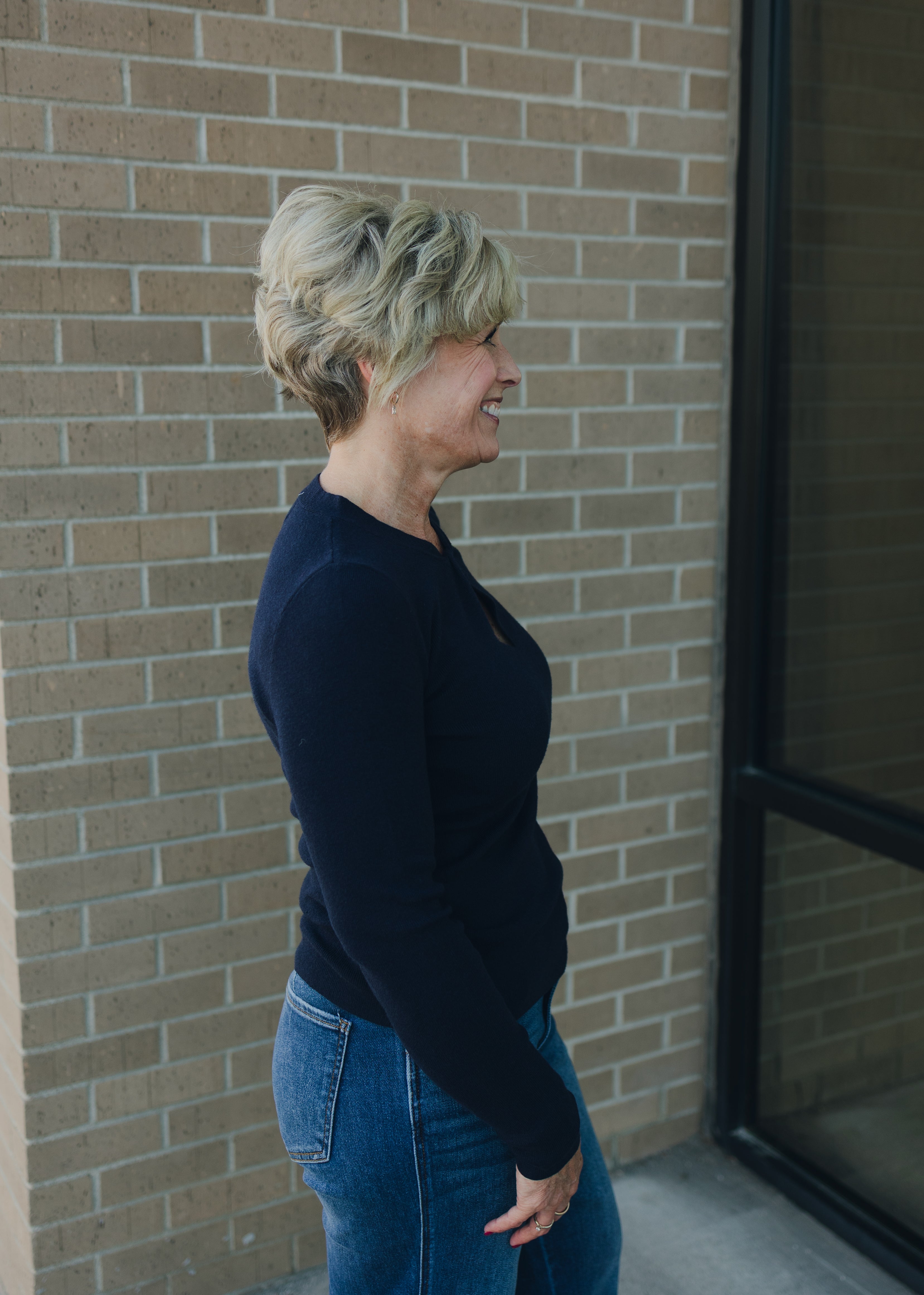 Molly Bracken Twist Neck Sweater - Navy