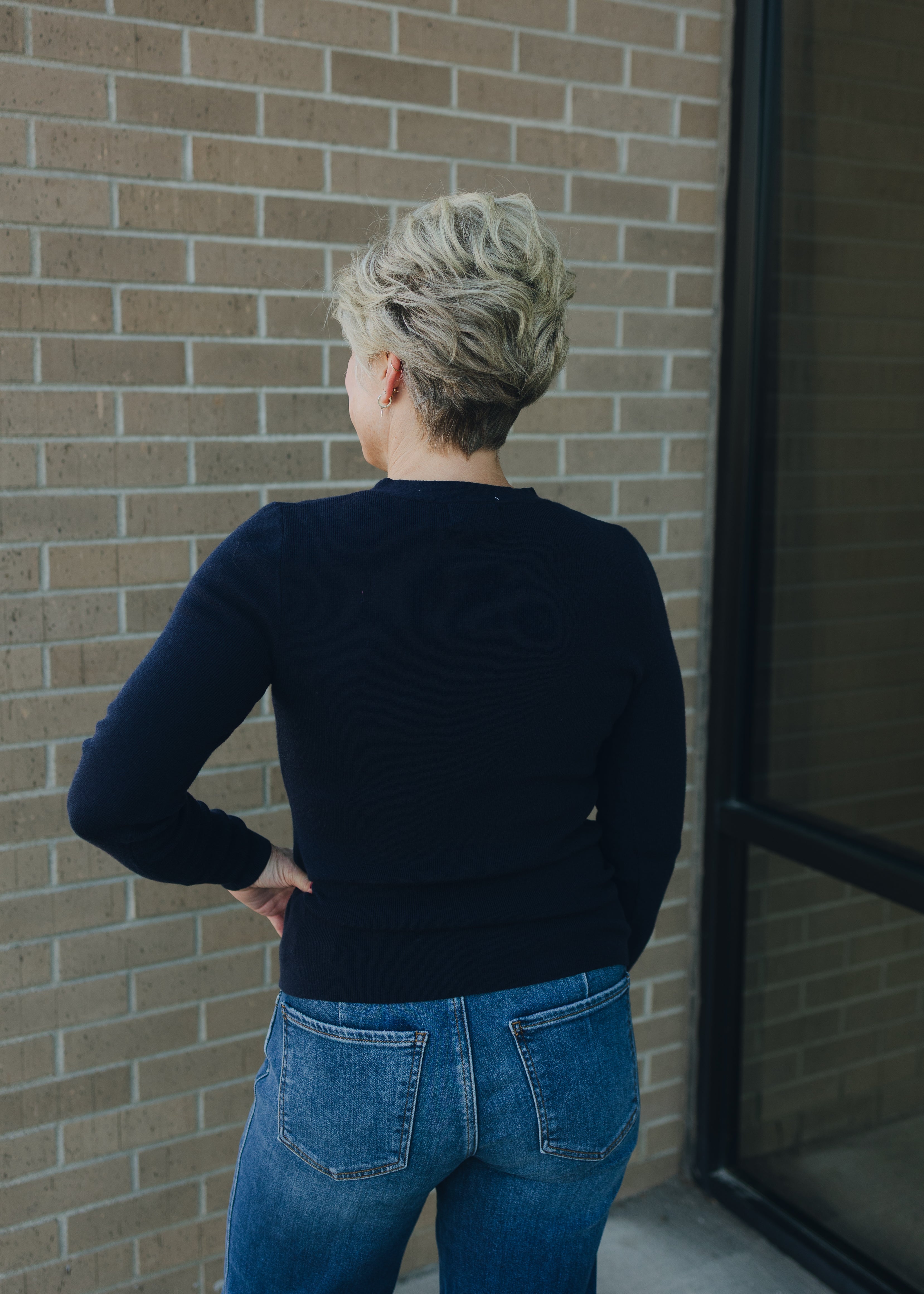 Molly Bracken Twist Neck Sweater - Navy