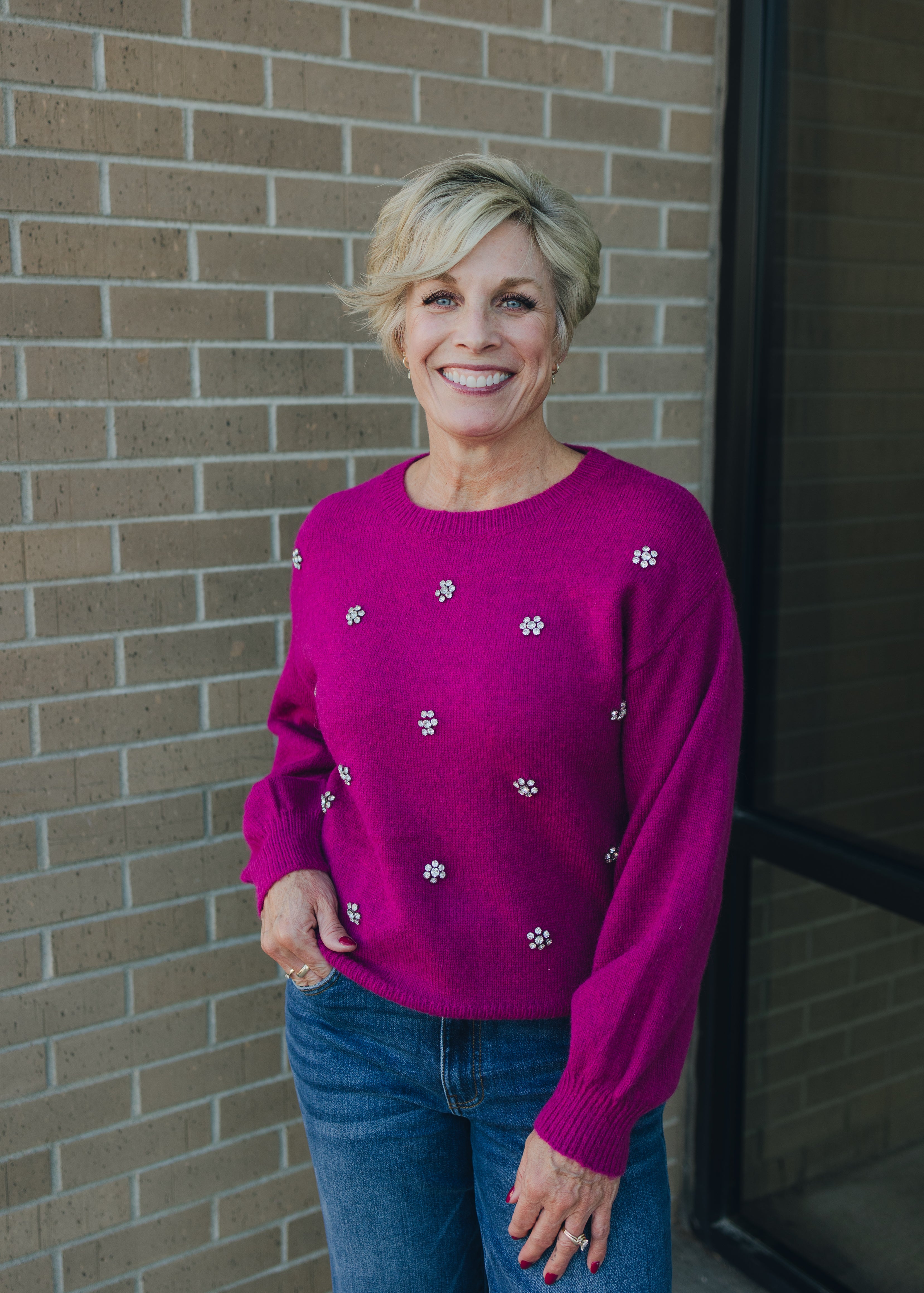 Molly Bracken Flower Gem Sweater