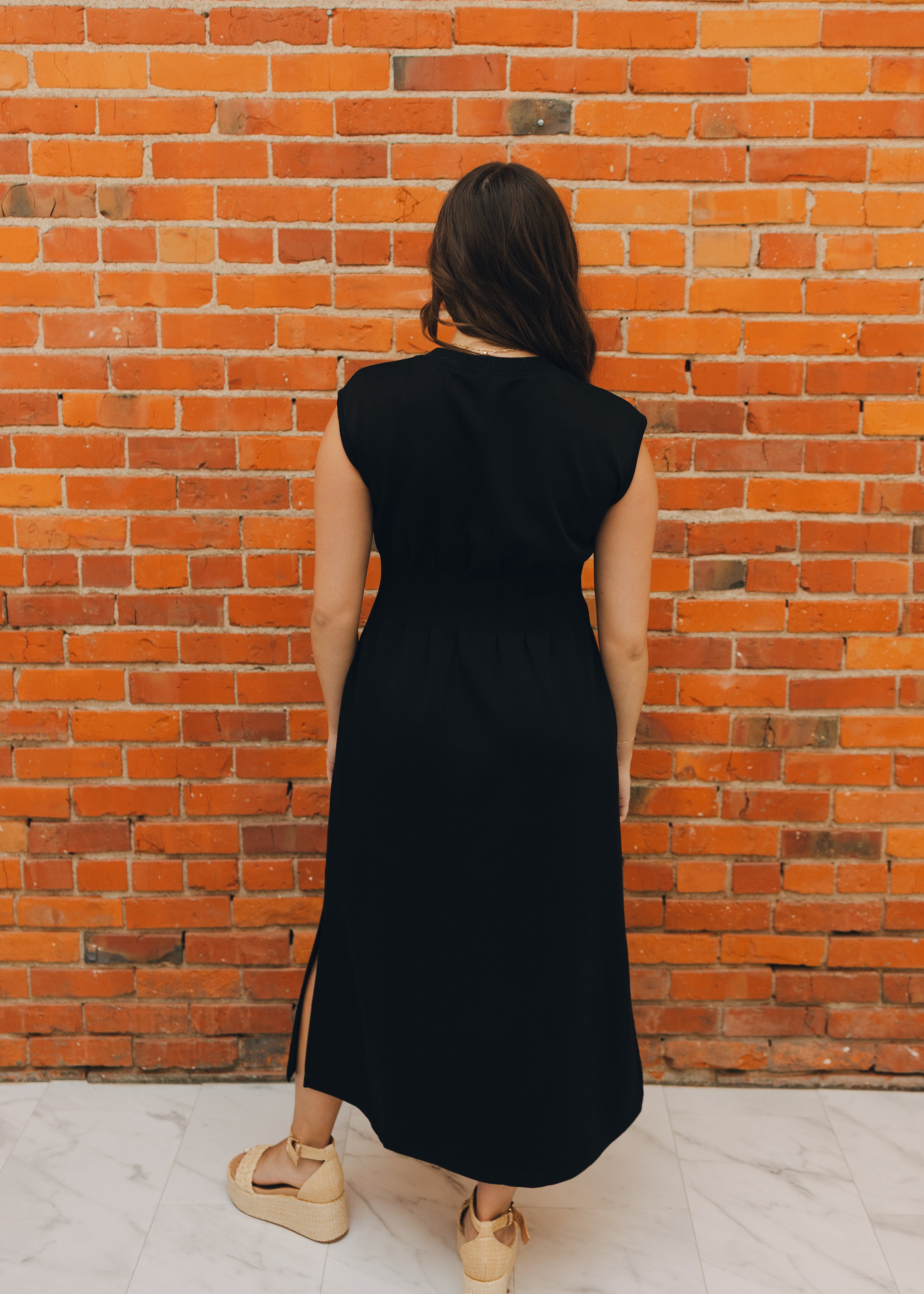 Cap Sleeve Pleated Waist Maxi Dress