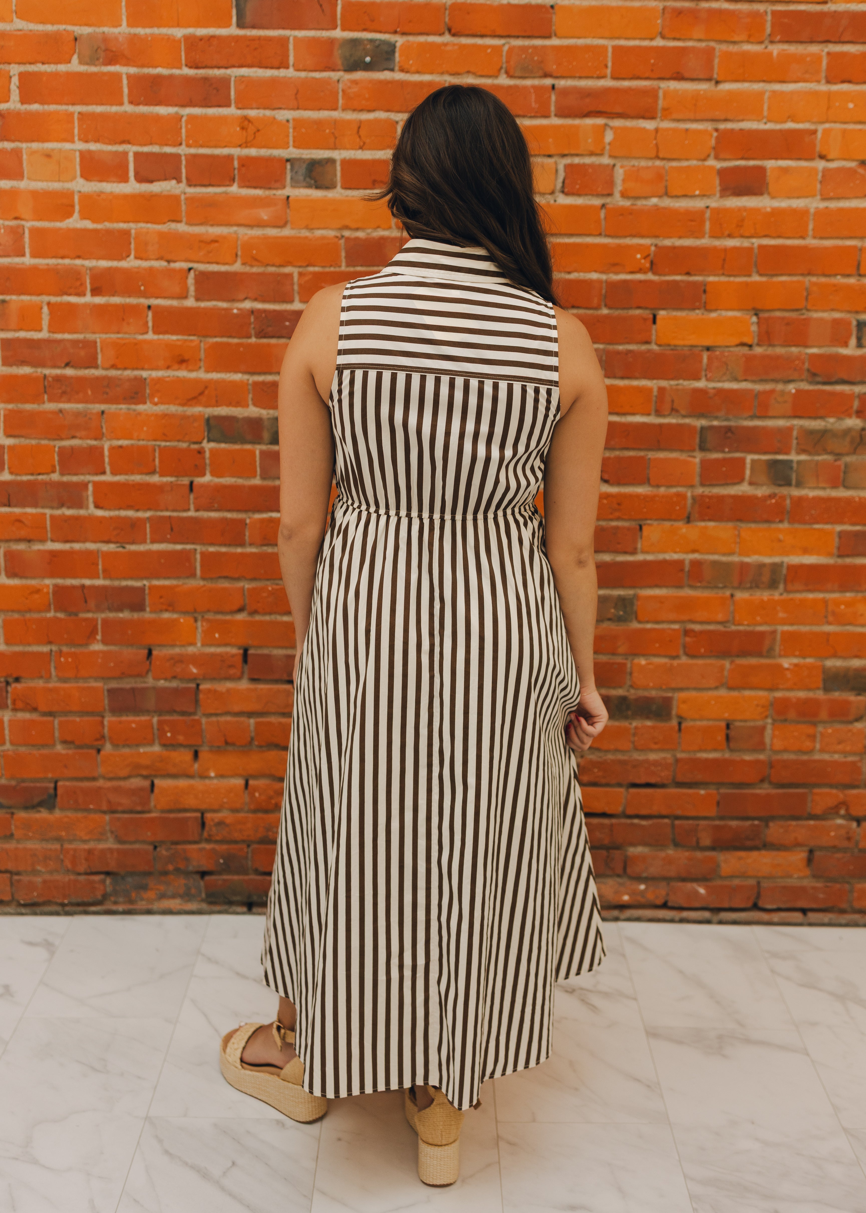 Striped Button Front Maxi Dress