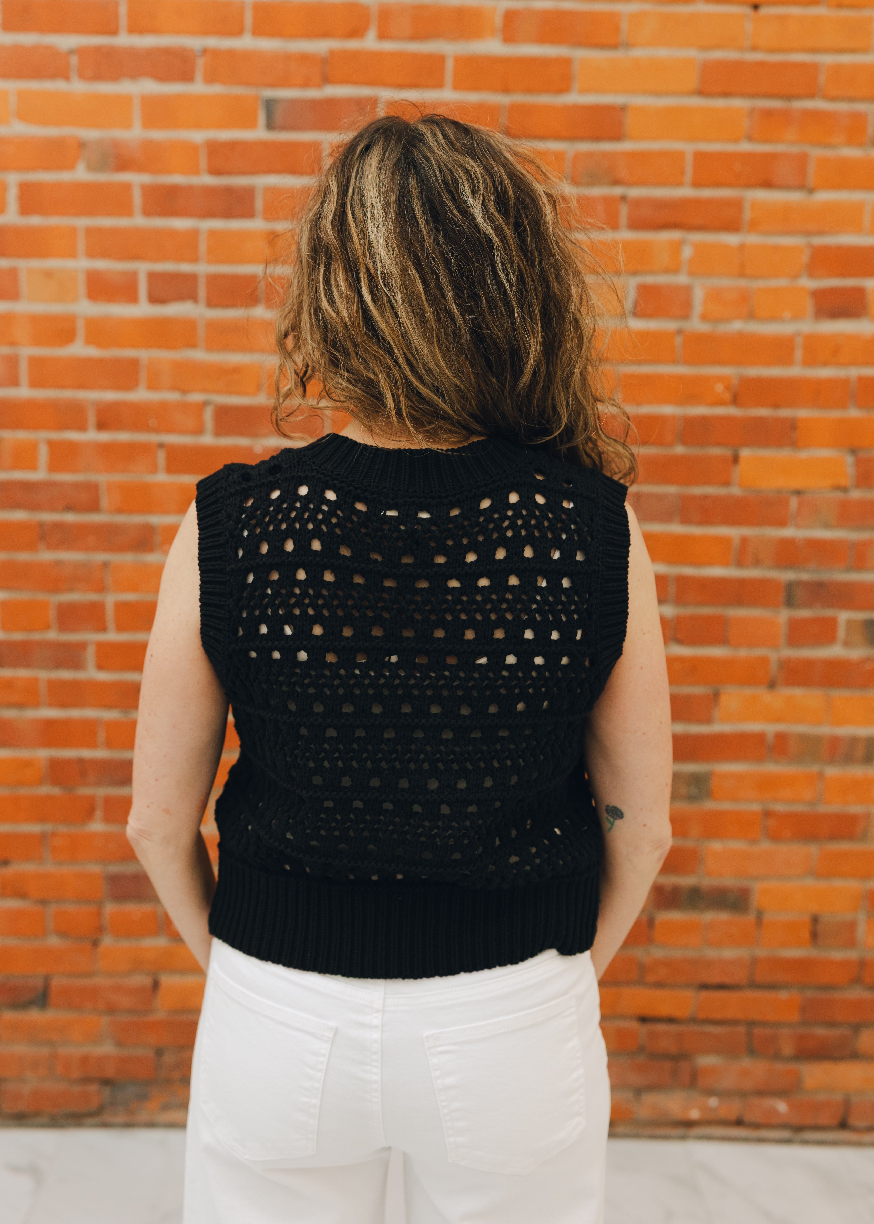 Elan Sweater Vest Tie Front Top