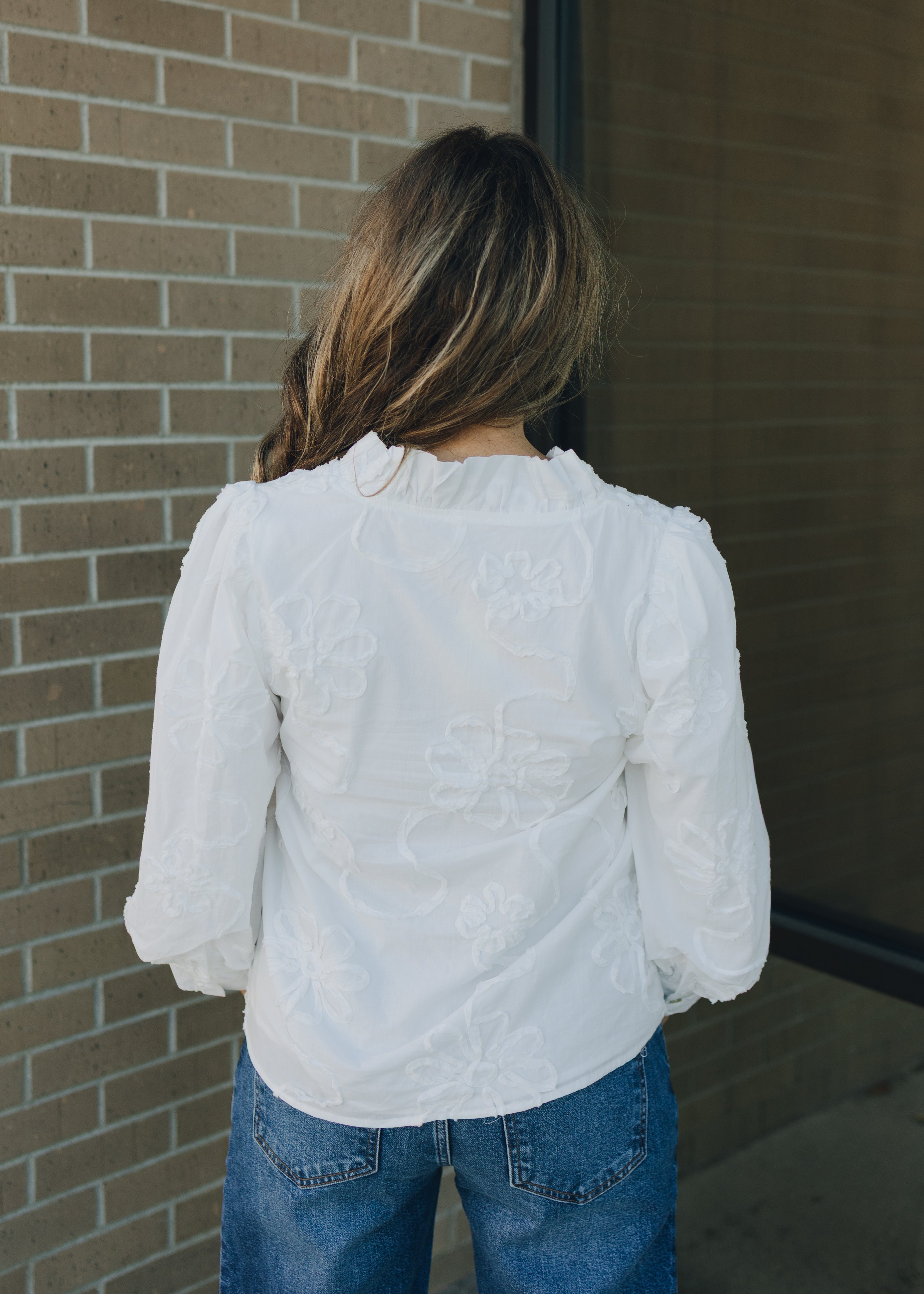 Button Down 3D Floral Top