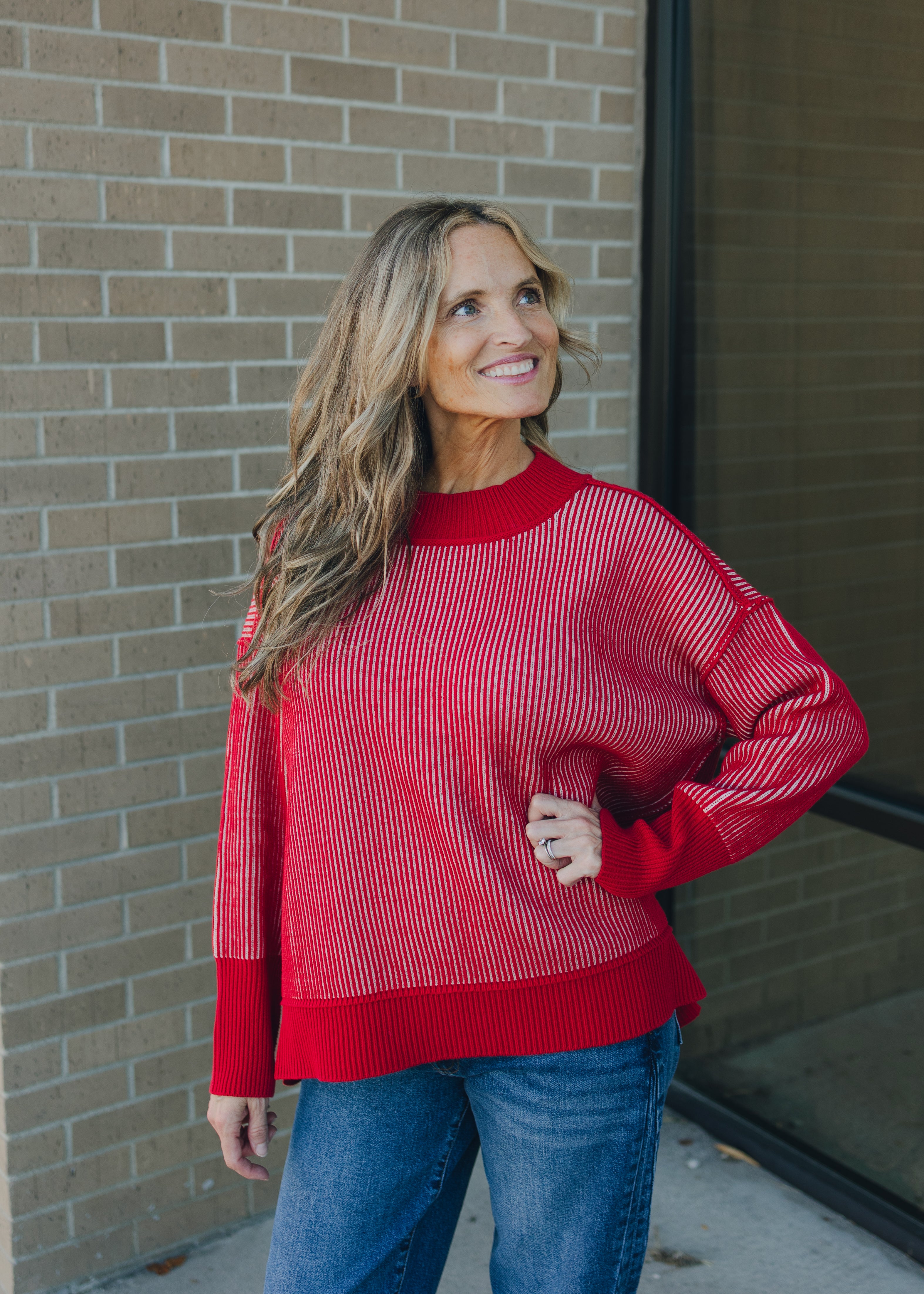 Exposed Seam Two Tone Sweater