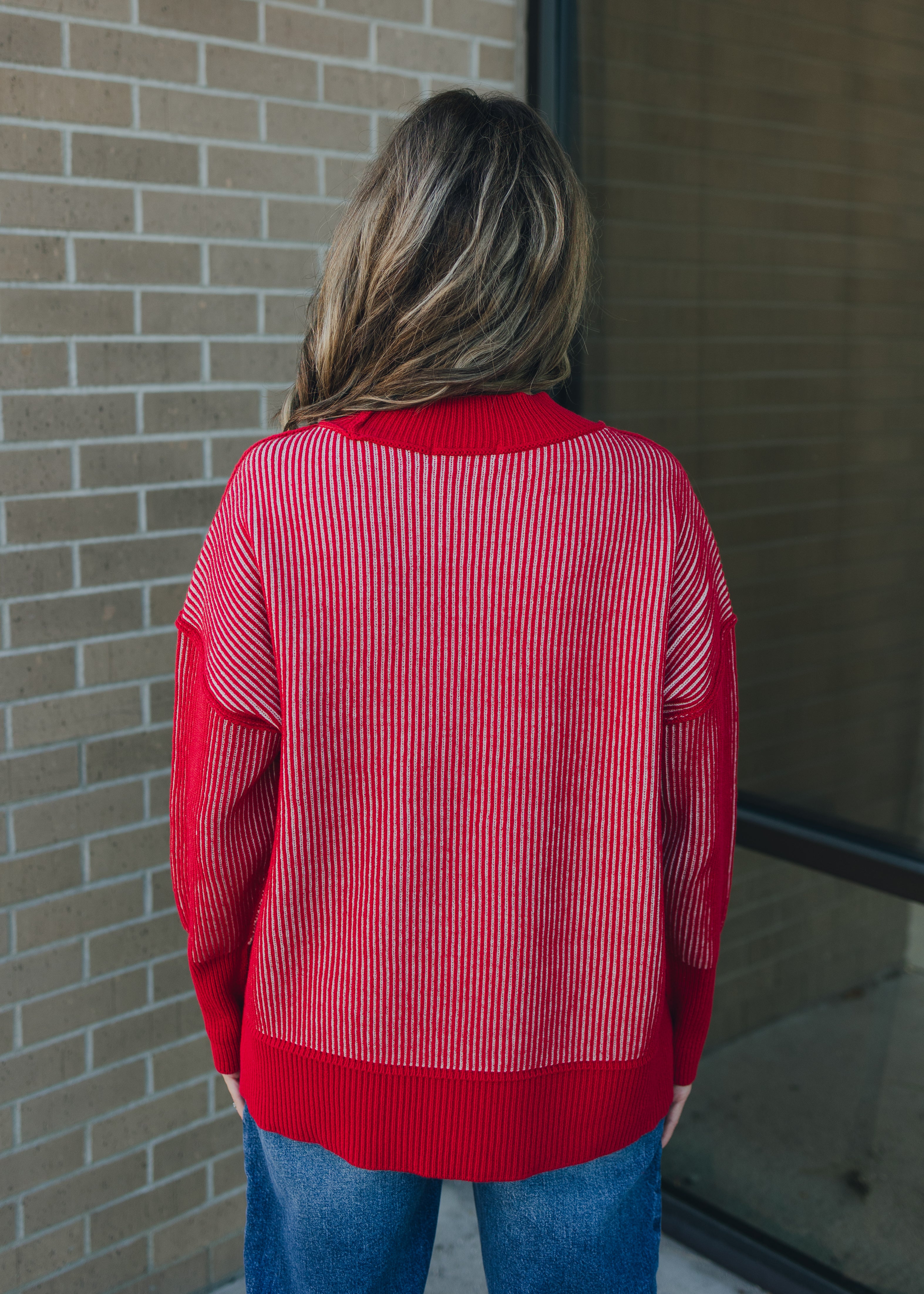 Exposed Seam Two Tone Sweater