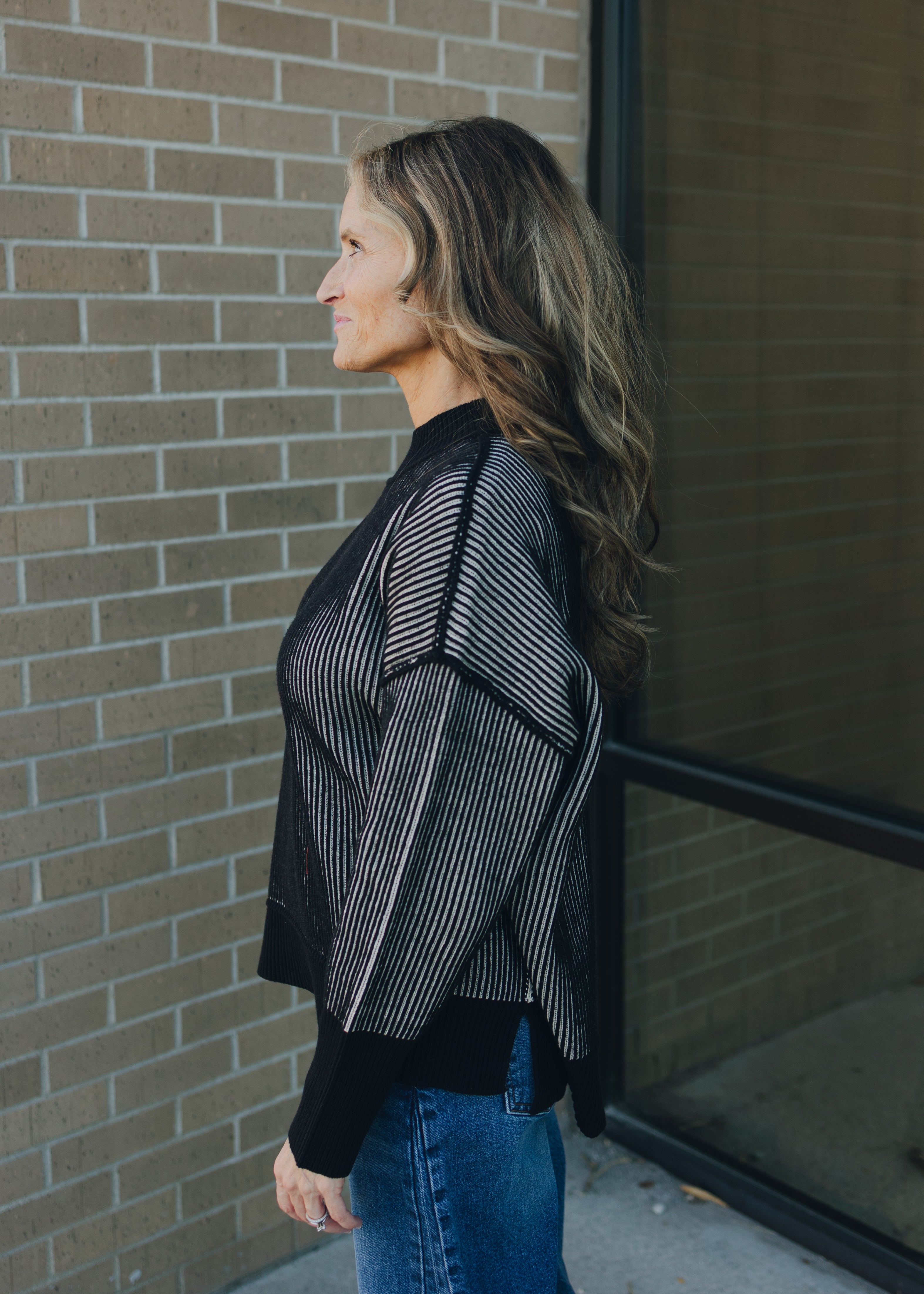 Exposed Seam Two Tone Sweater