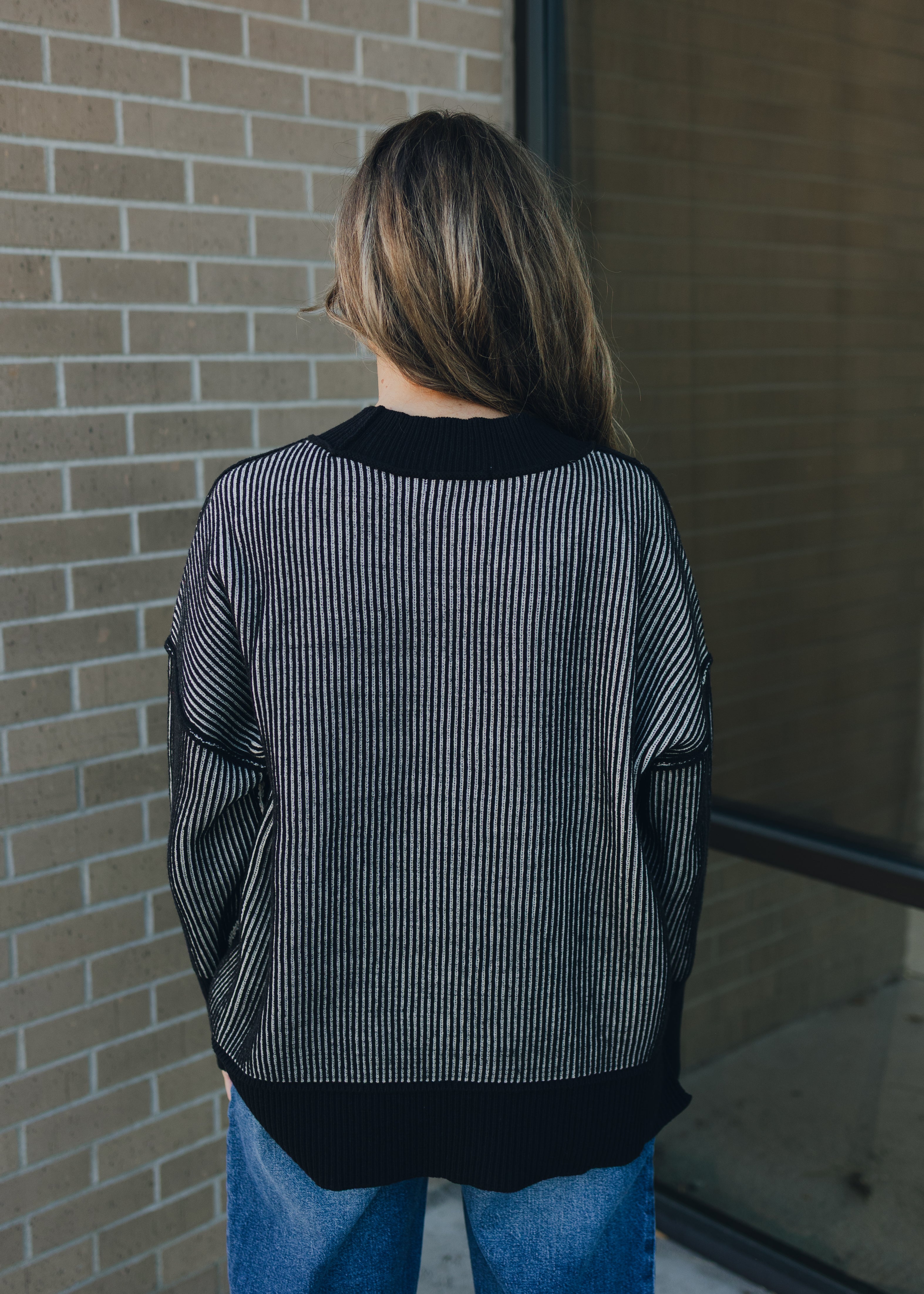 Exposed Seam Two Tone Sweater