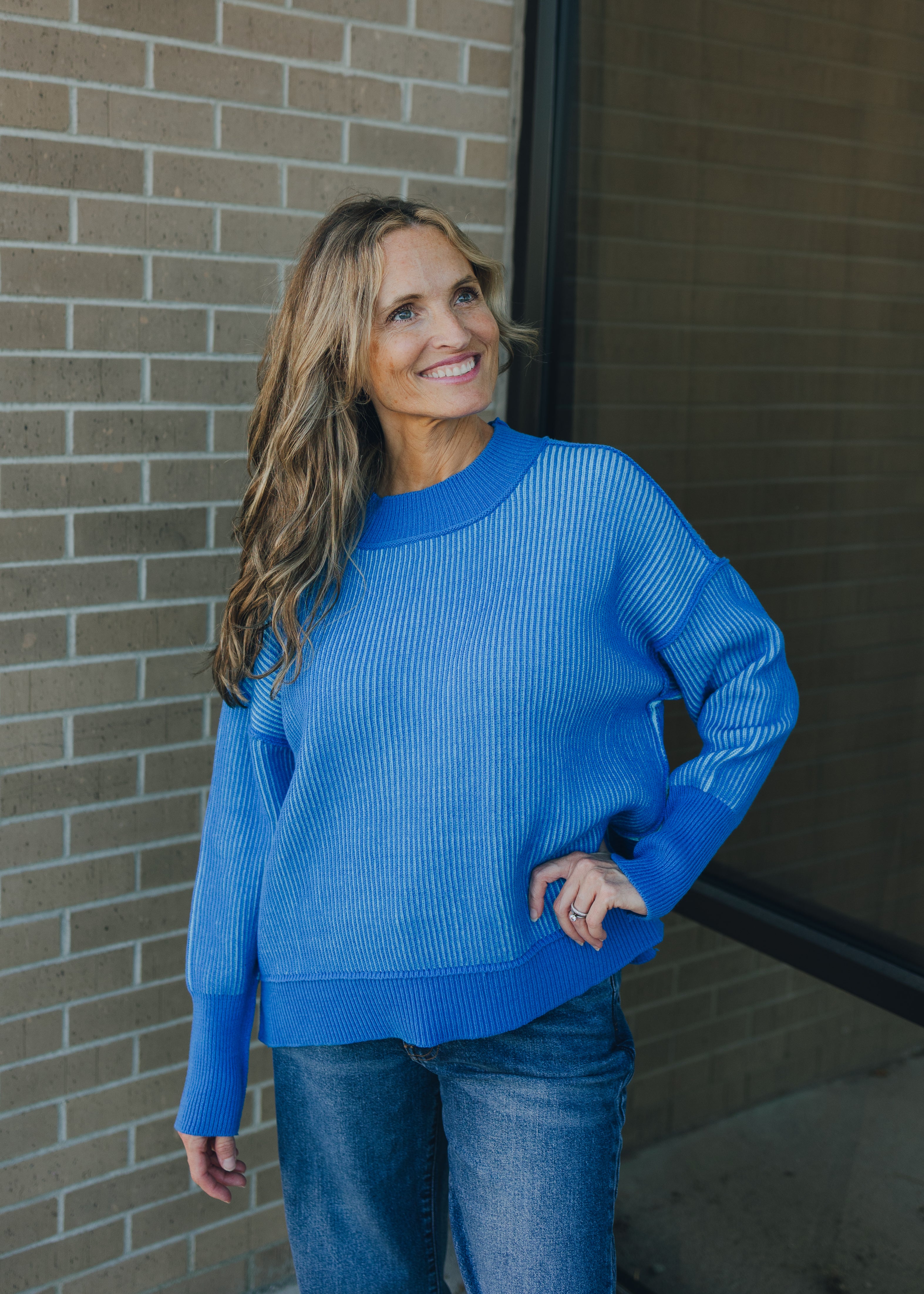 Exposed Seam Two Tone Sweater