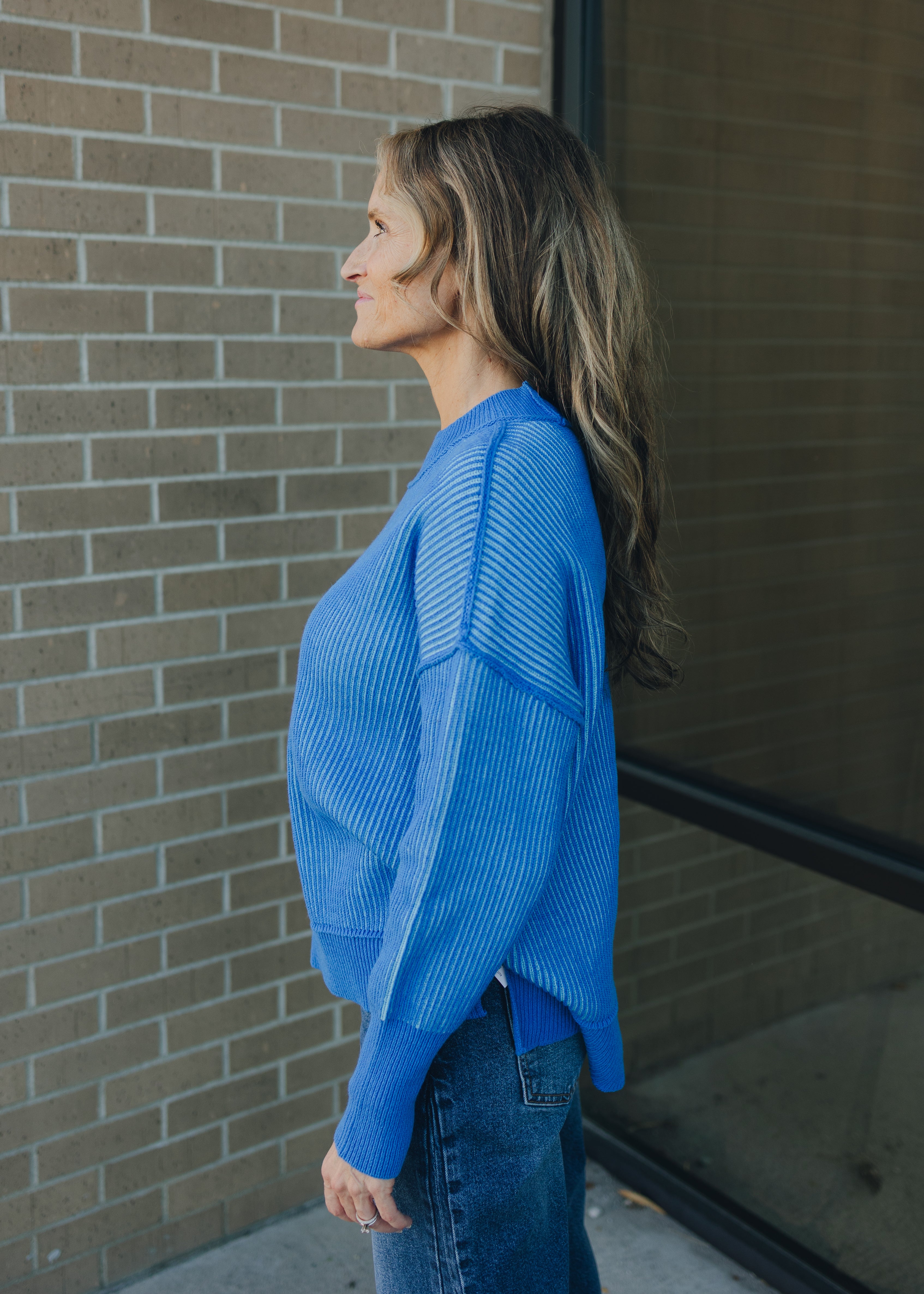 Exposed Seam Two Tone Sweater