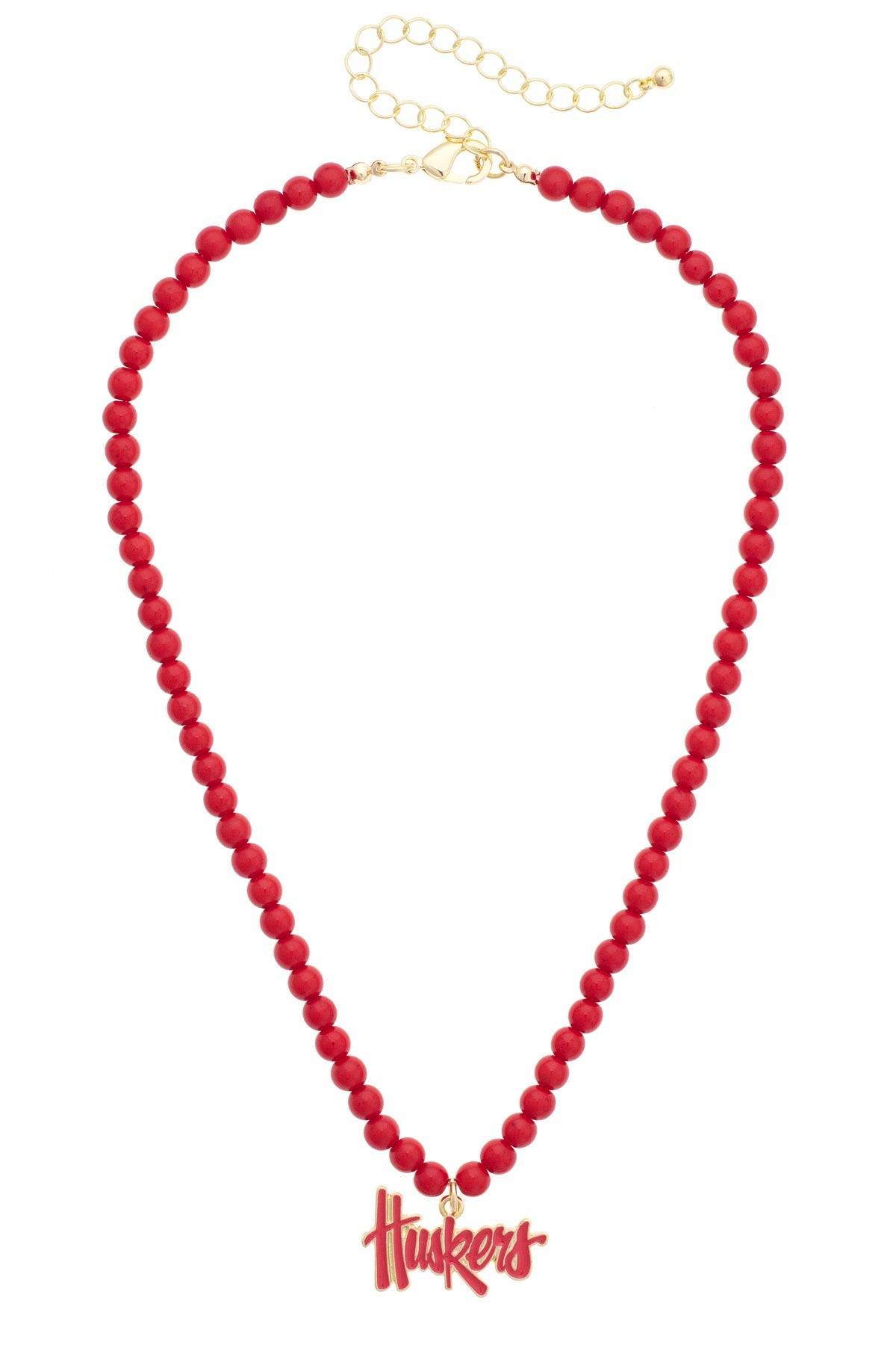 Nebraska Beaded Logo Pendant Necklace