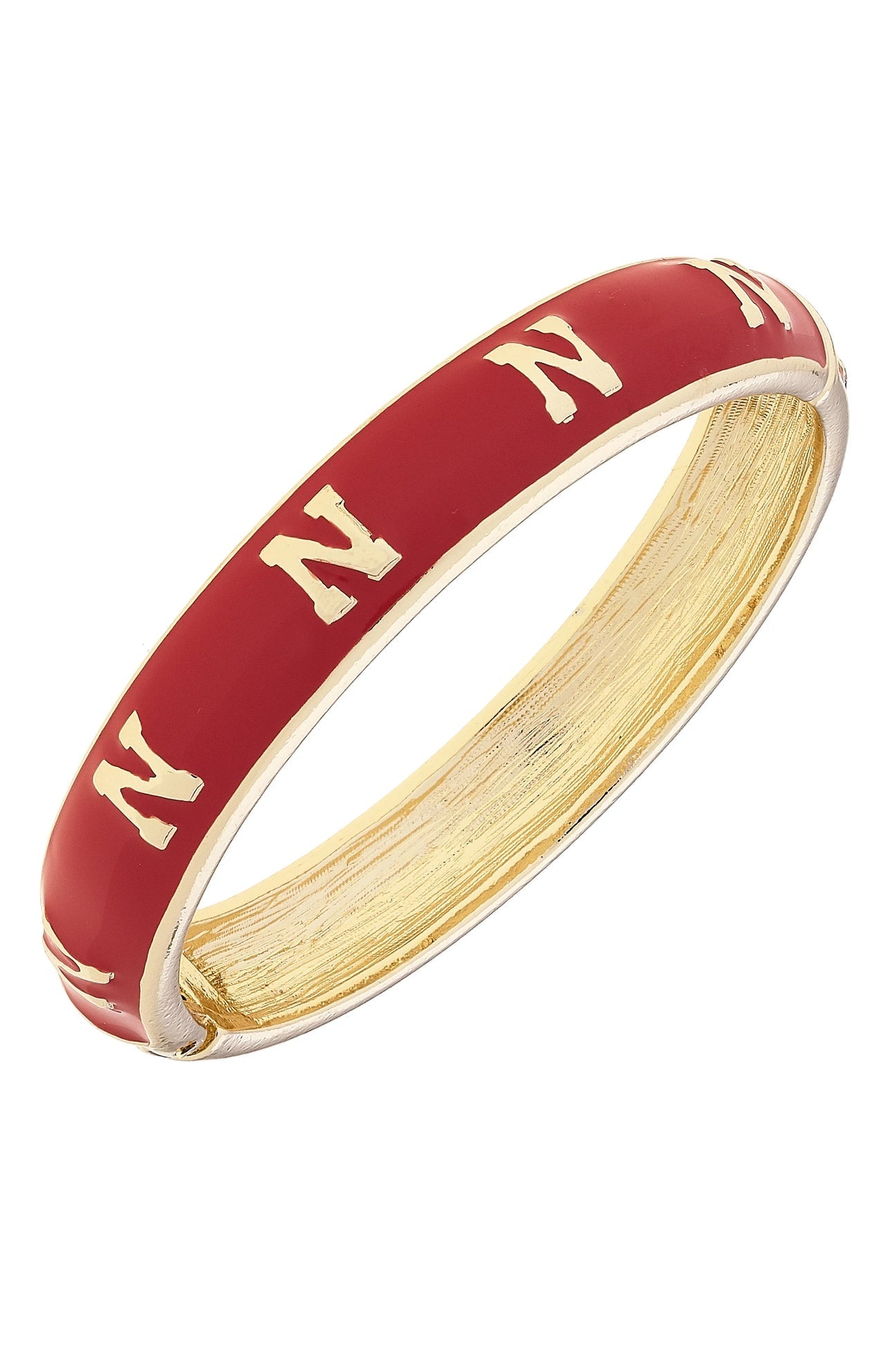 Nebraska Sculpted Enamel Logo Hinge Bangle