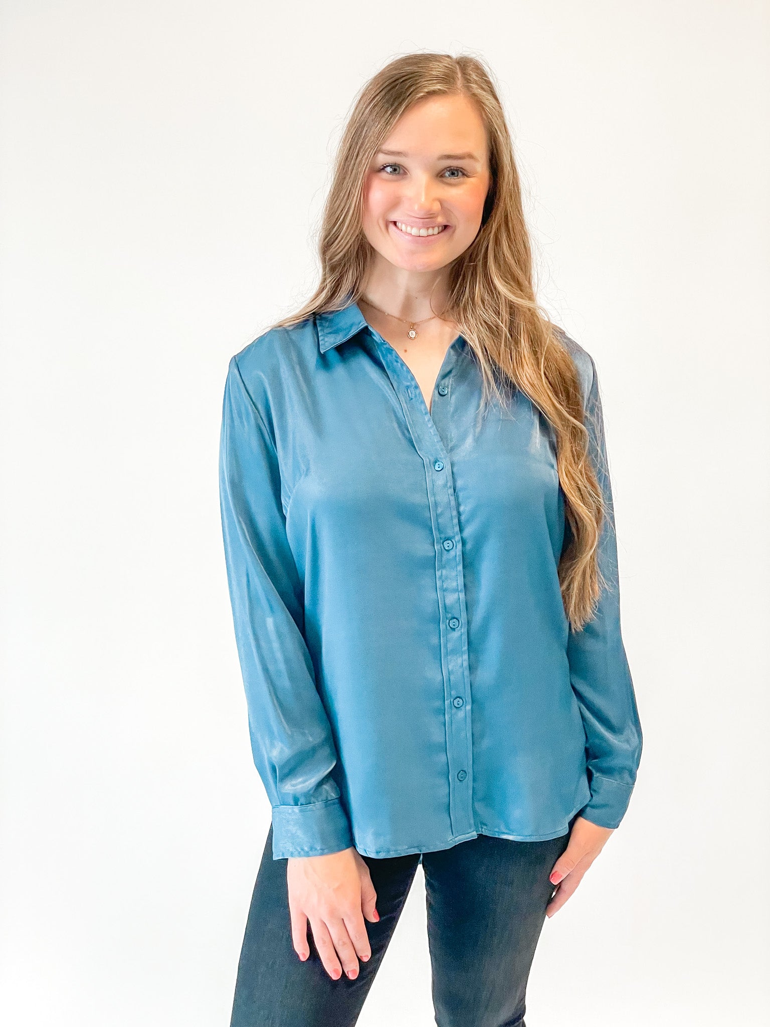 Liverpool Button Front Woven Blouse