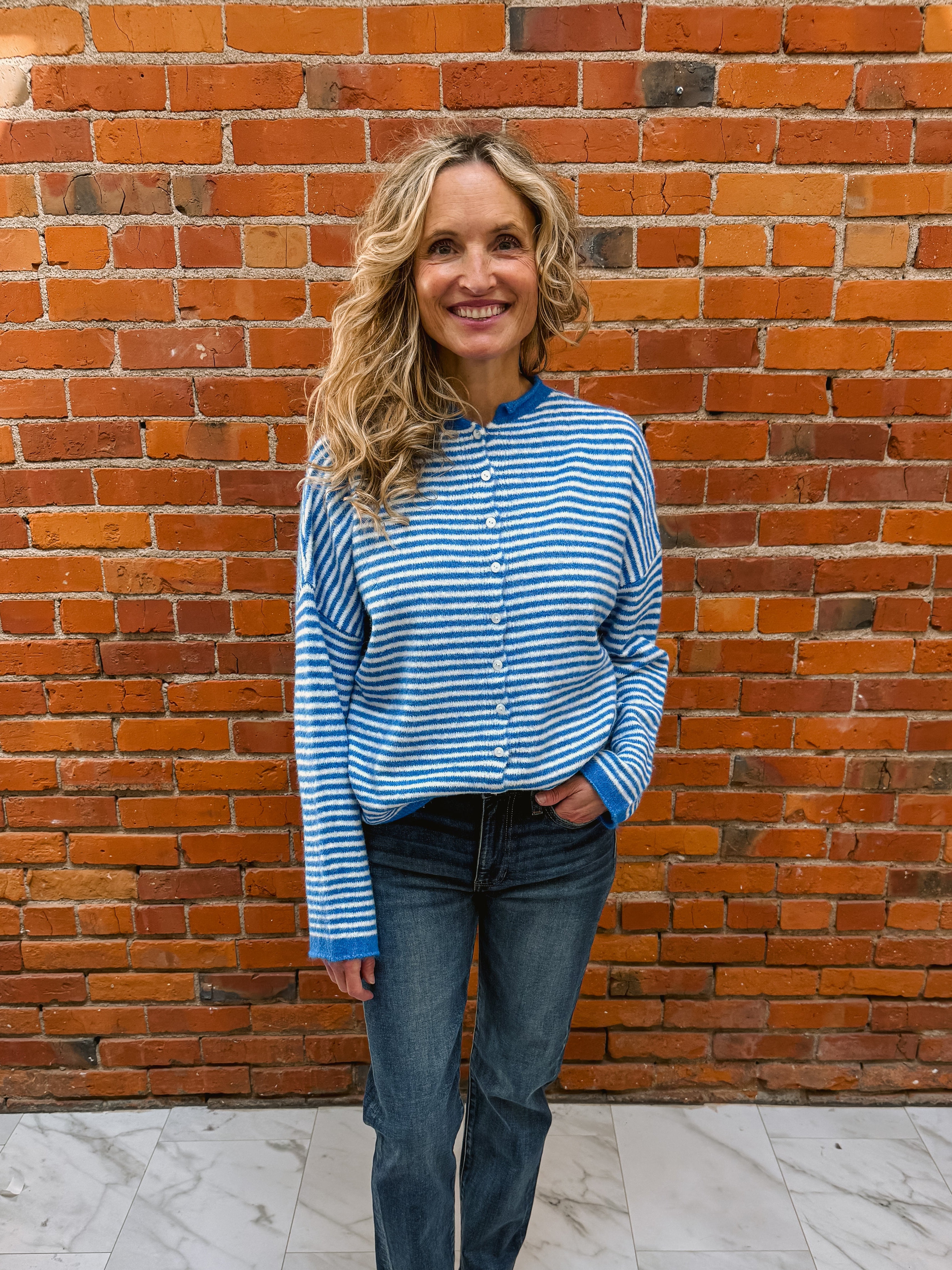 Striped Button Down Cardigan