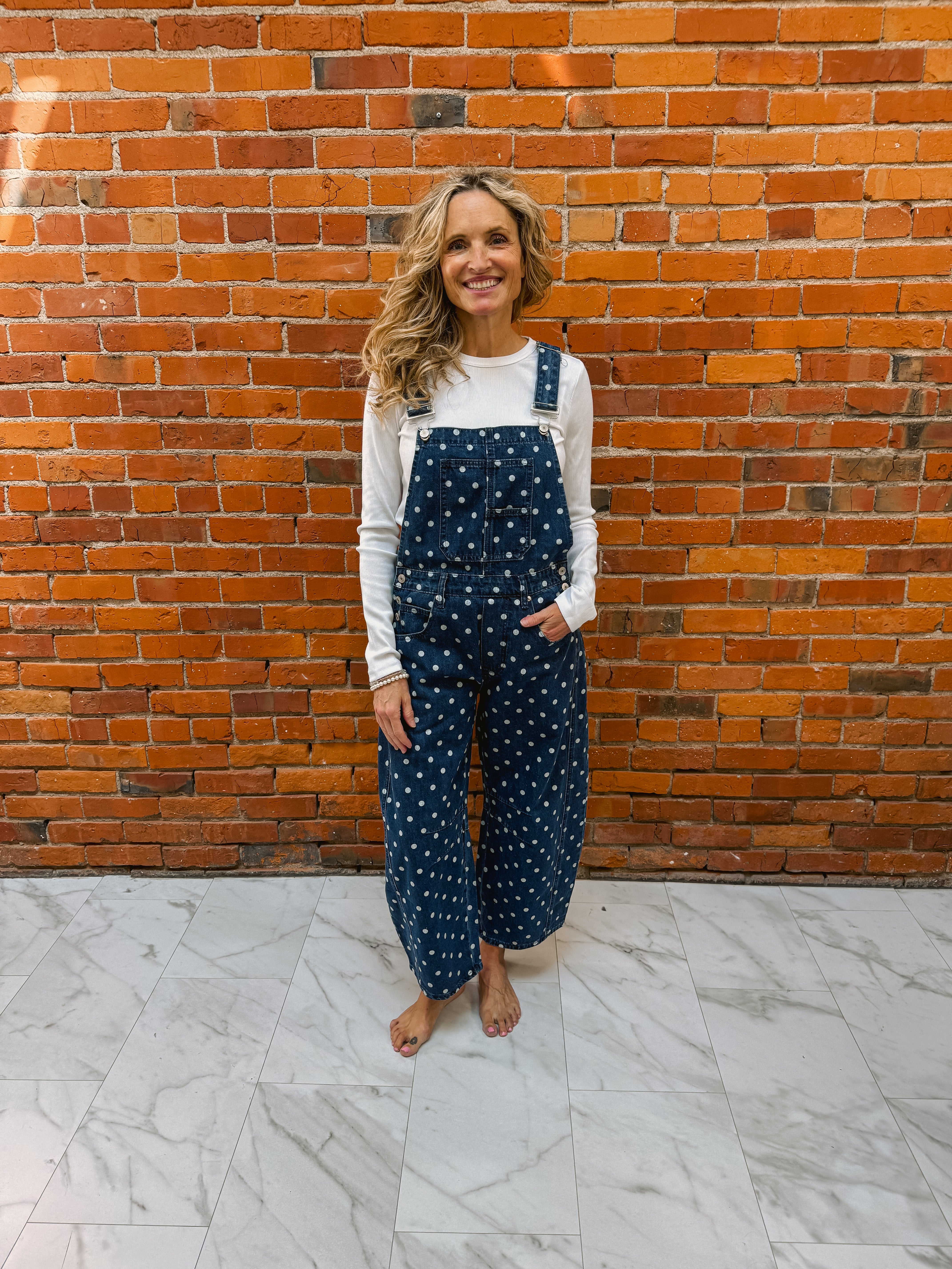 Mineral Washed Polka Dot Jumpsuit