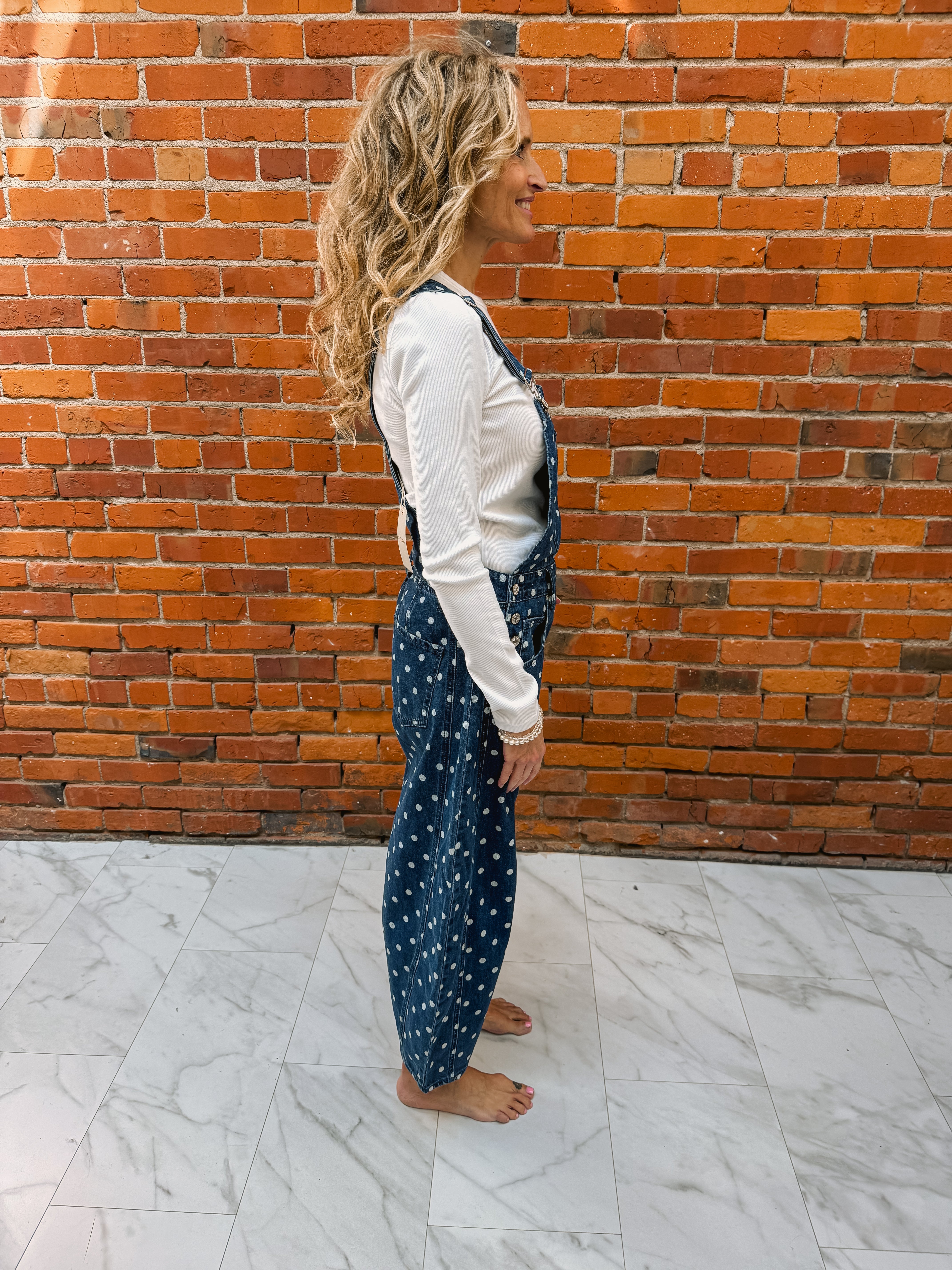 Mineral Washed Polka Dot Jumpsuit