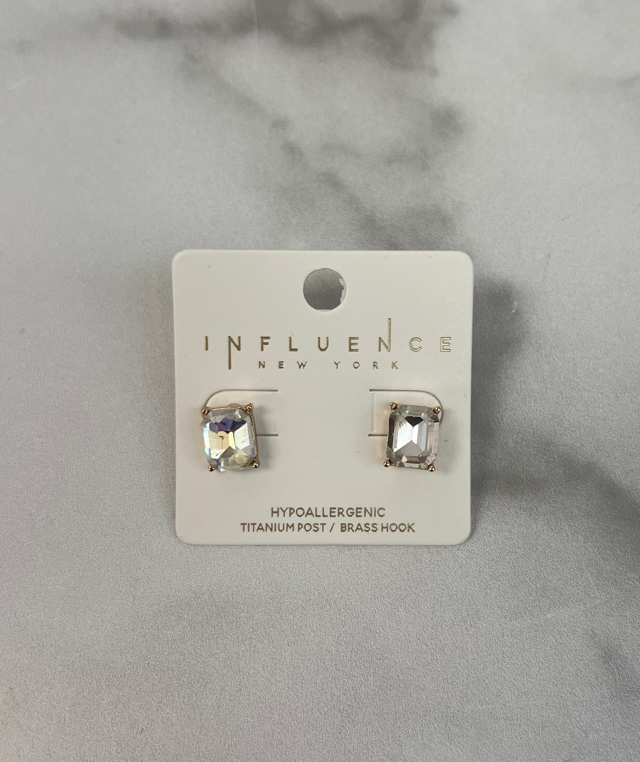 Rectangle Stone Stud Earrings