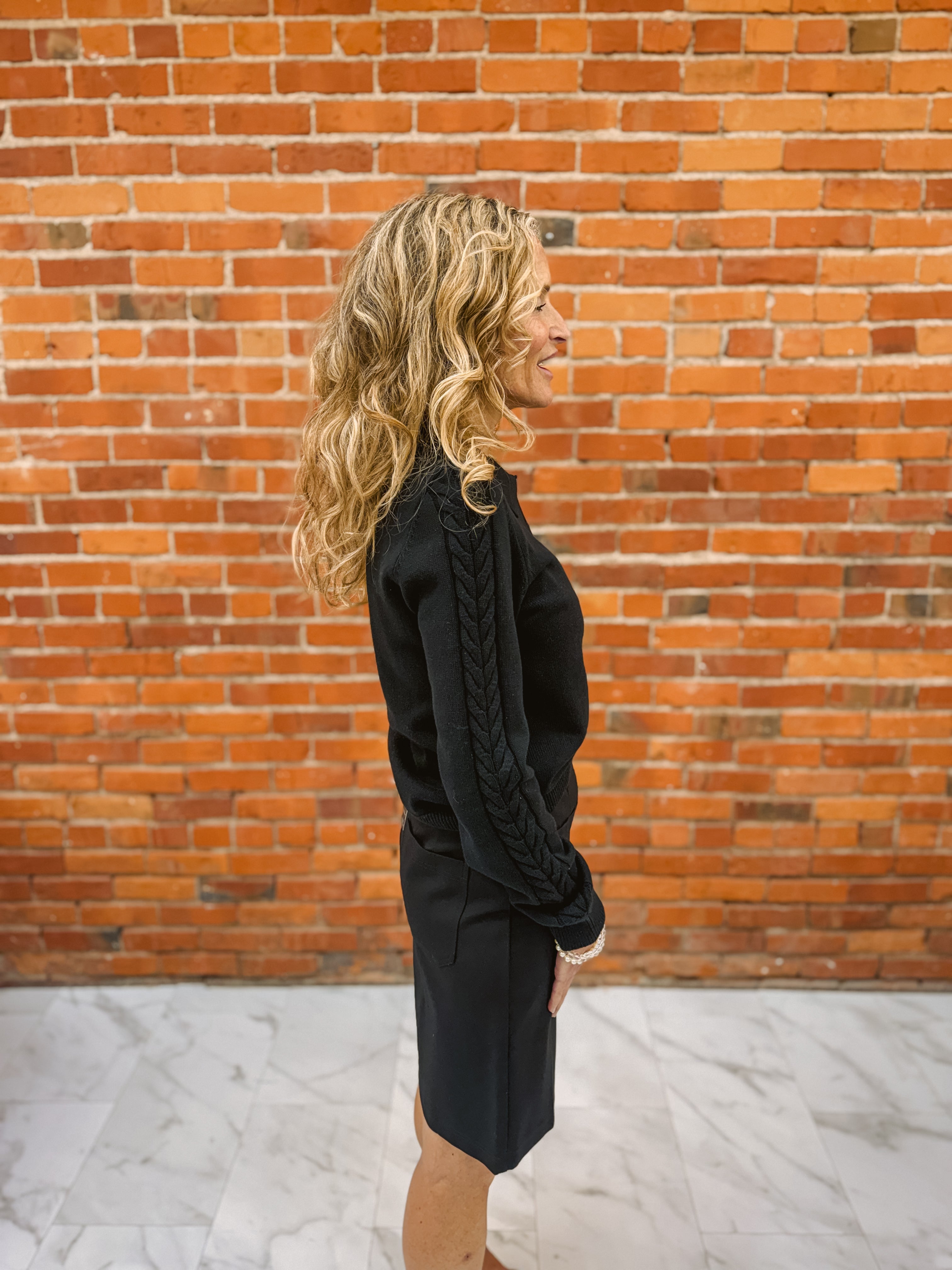 Tribal L/S Polo Sweater w/ Cable Detail