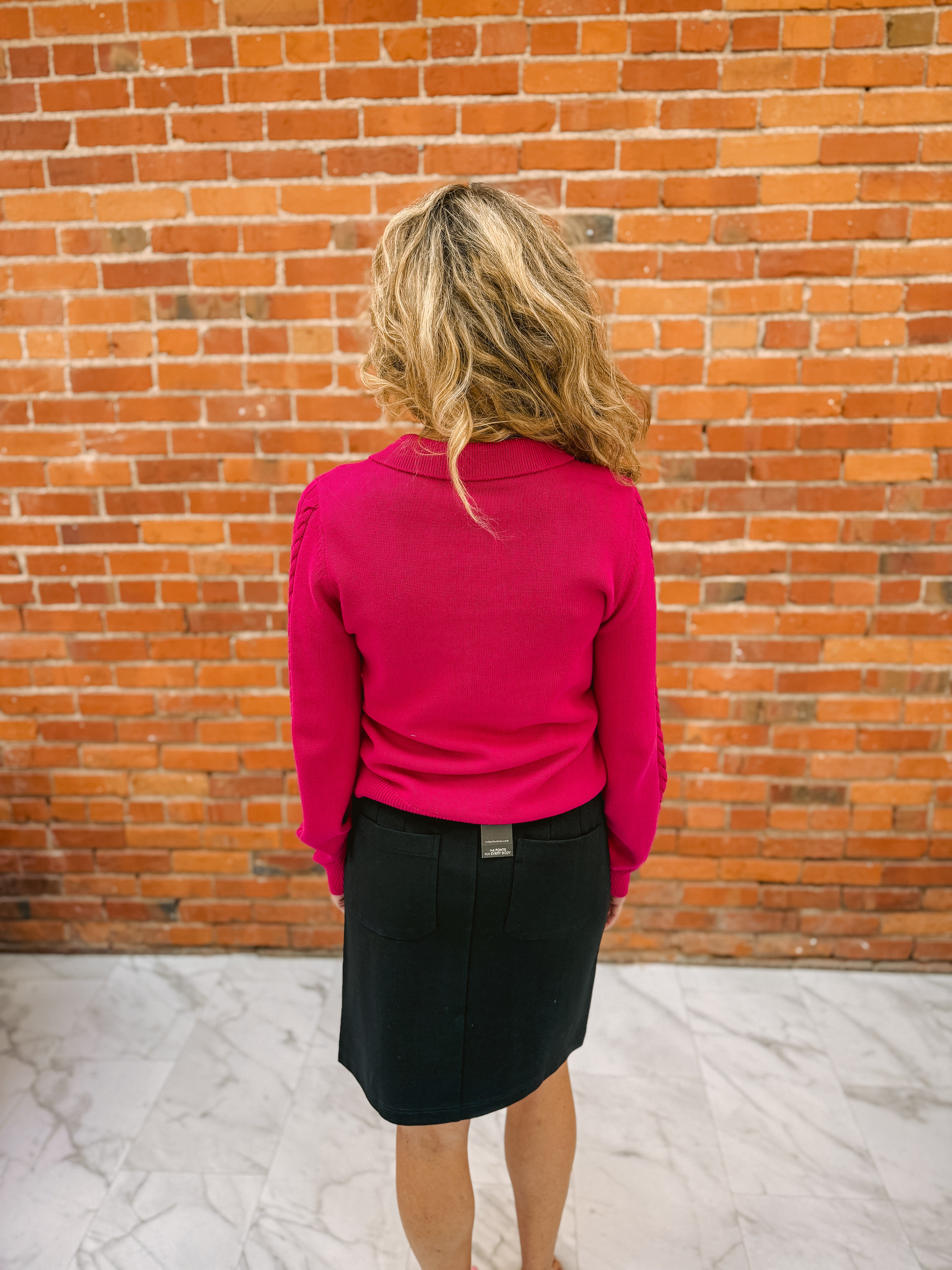 Tribal L/S Polo Sweater w/ Cable Detail