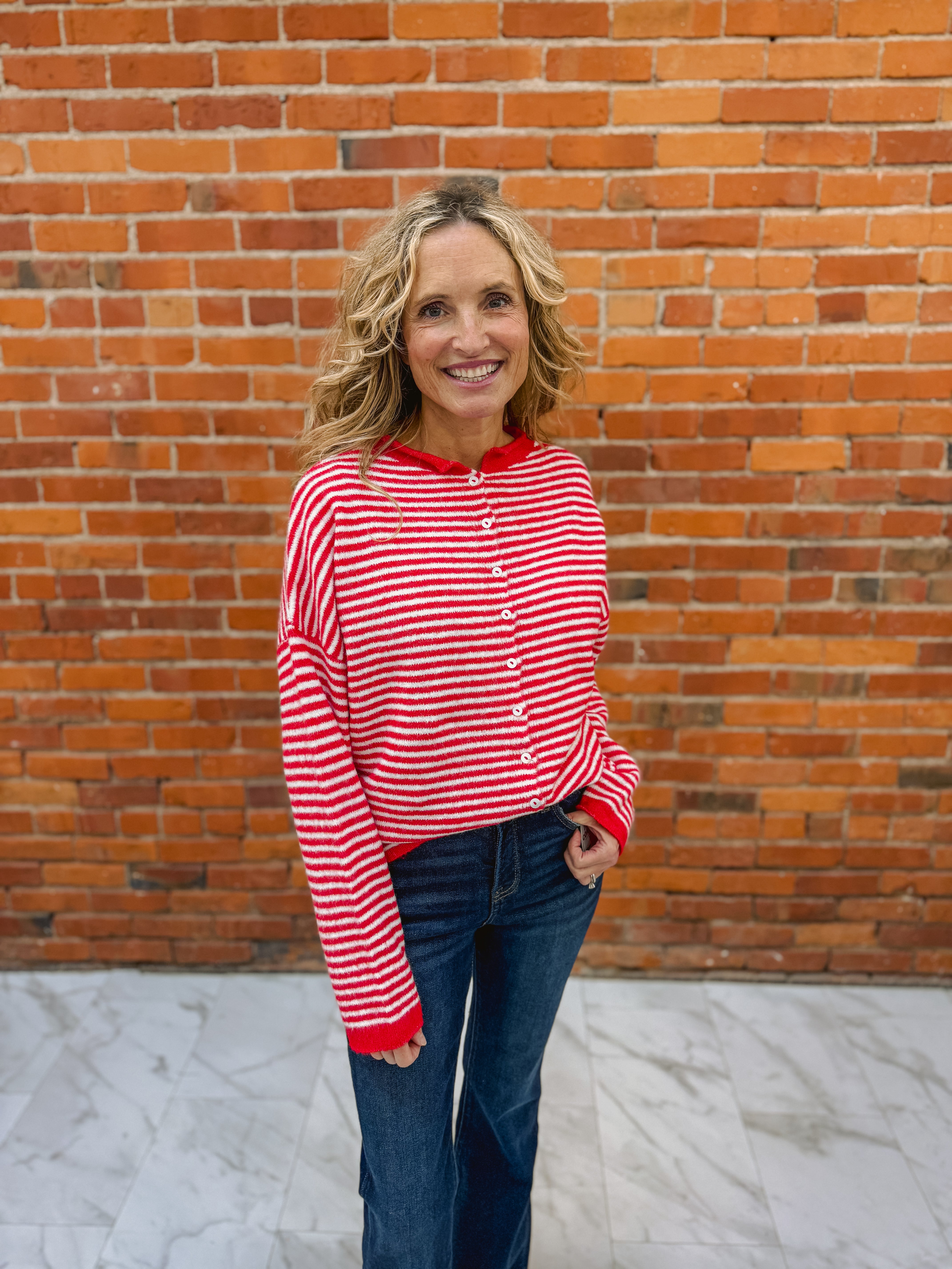 Striped Button Down Cardigan