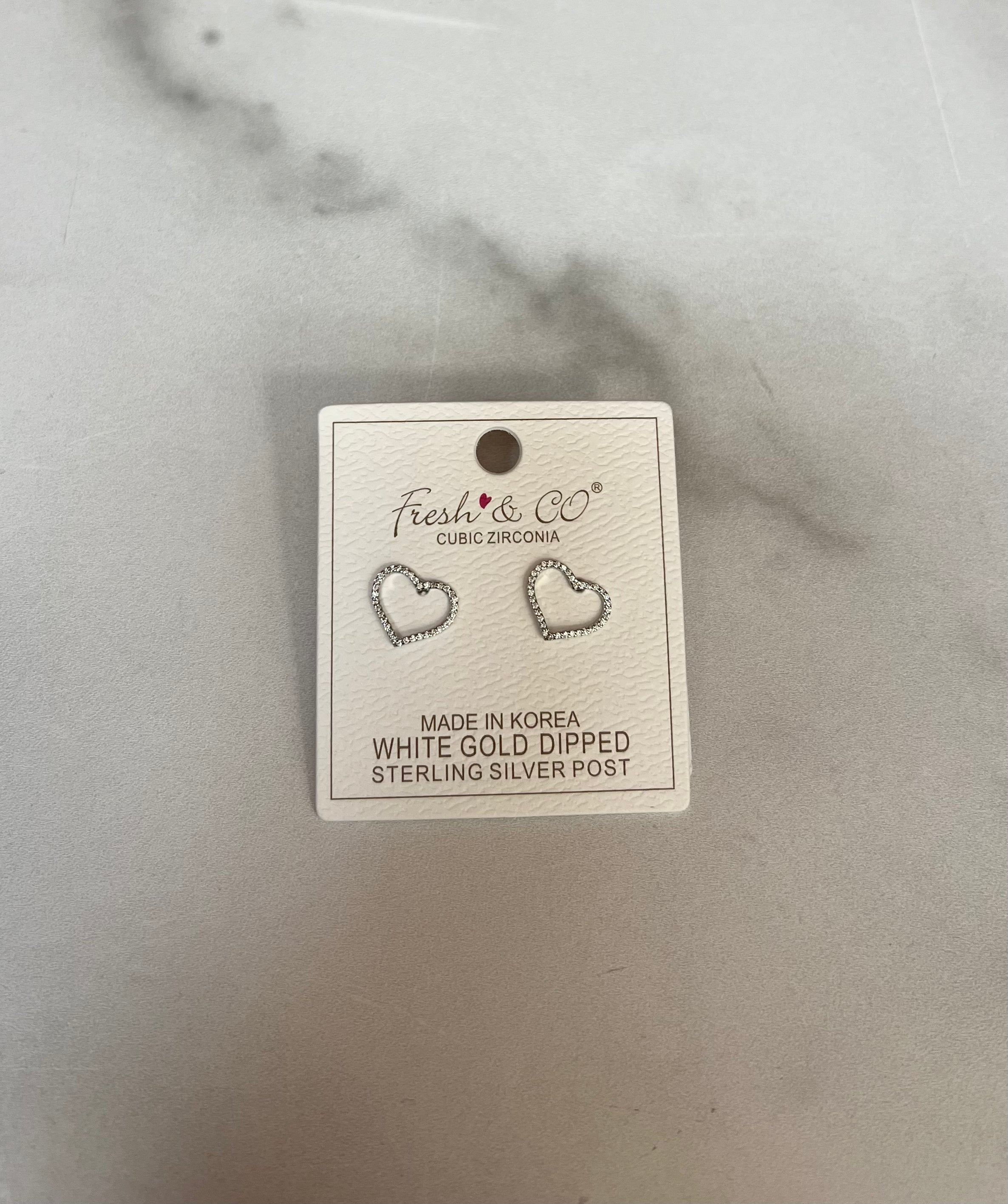 CZ Open Heart Stud Earrings