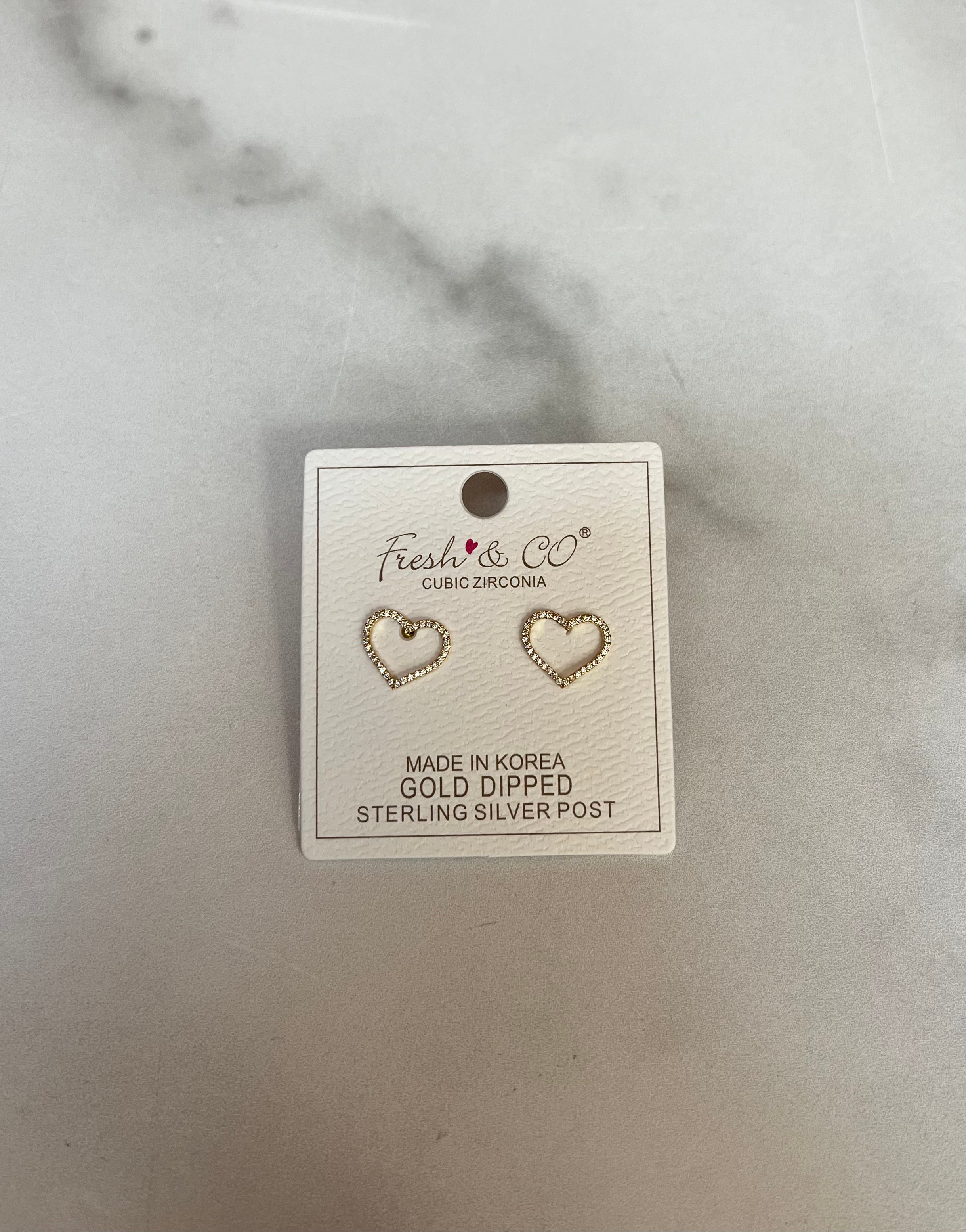 CZ Open Heart Stud Earrings