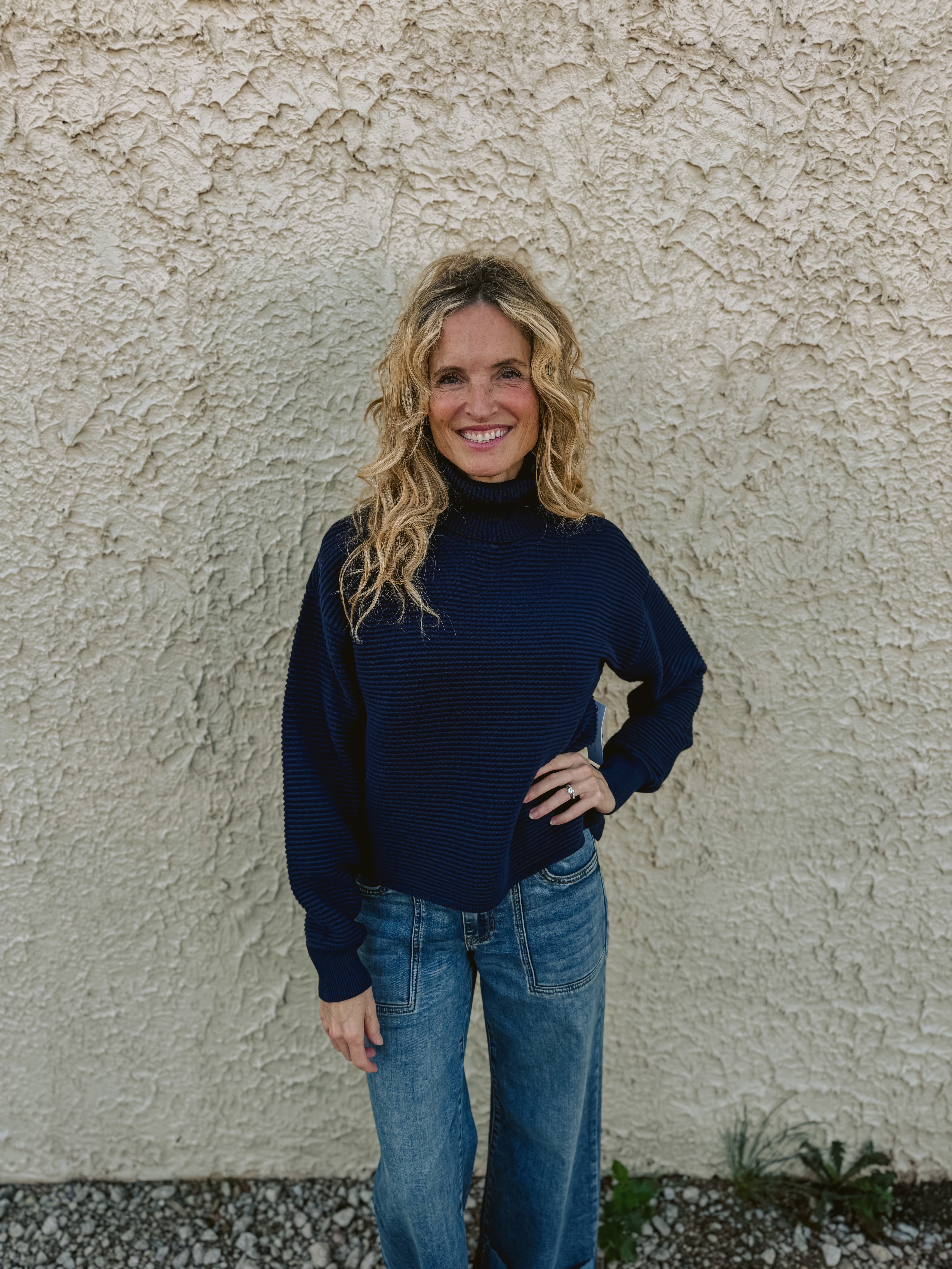 Tribal T-Neck High Low Sweater