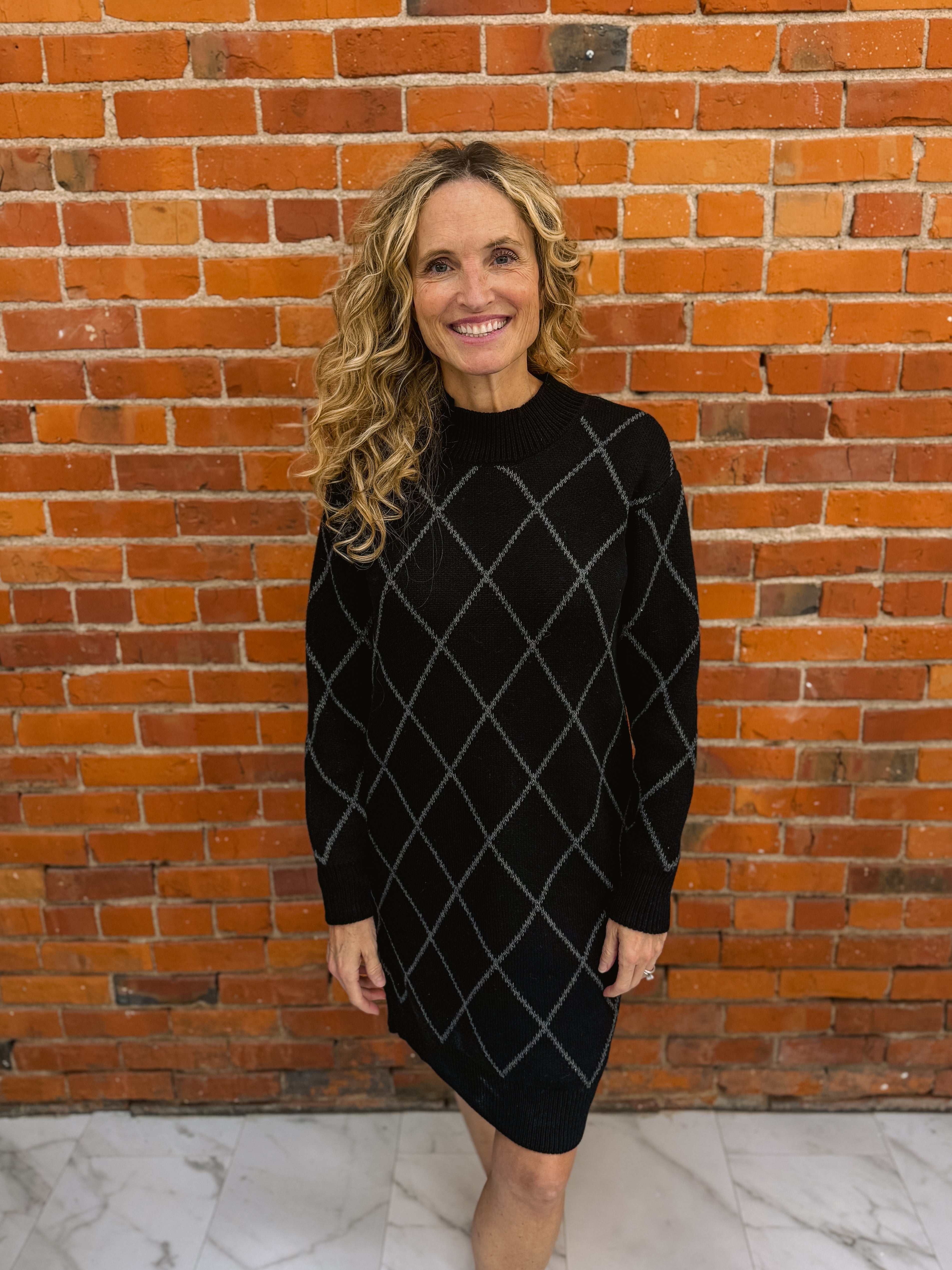 Tribal L/S Mock Neck Dress