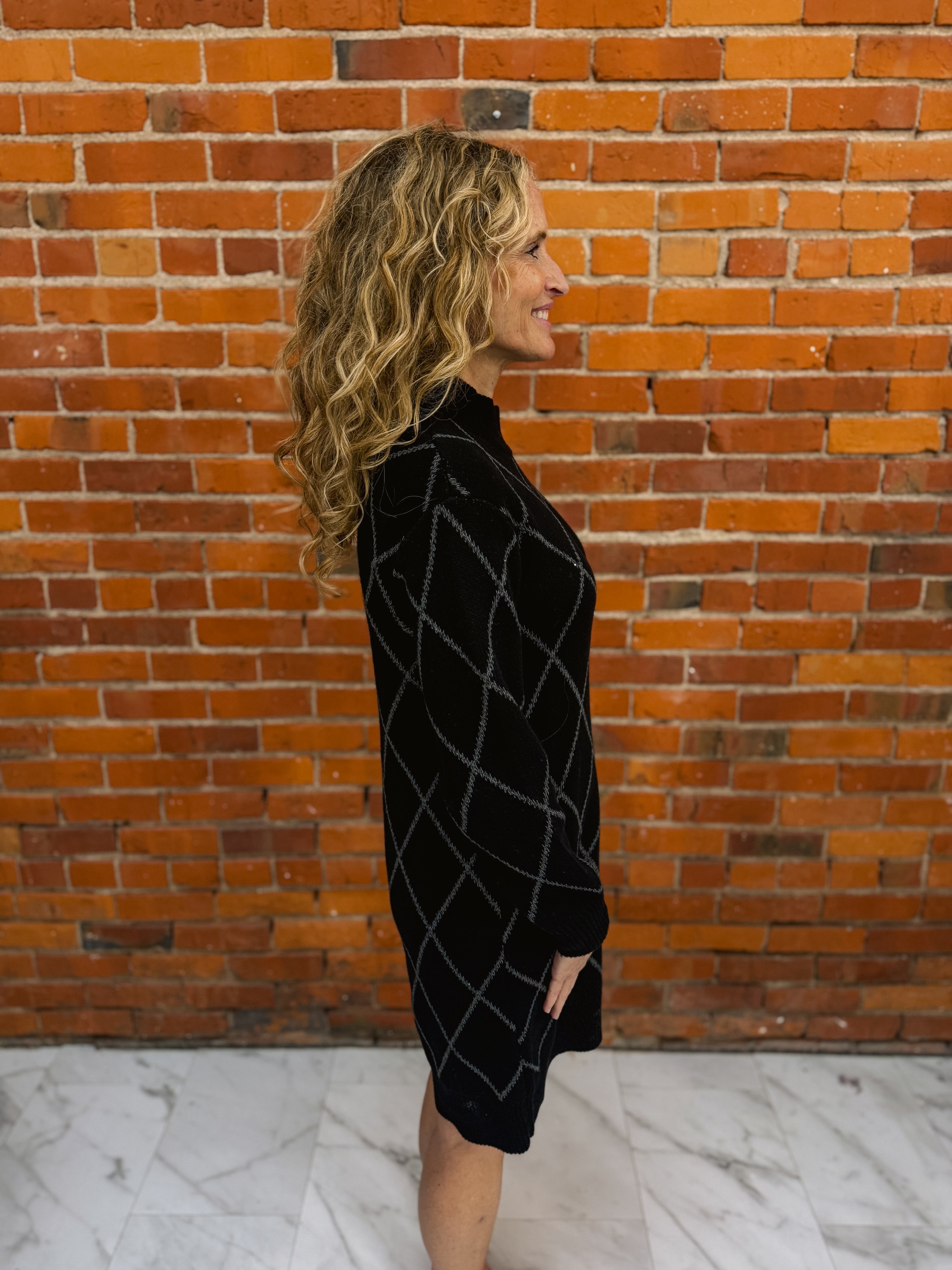 Tribal L/S Mock Neck Dress