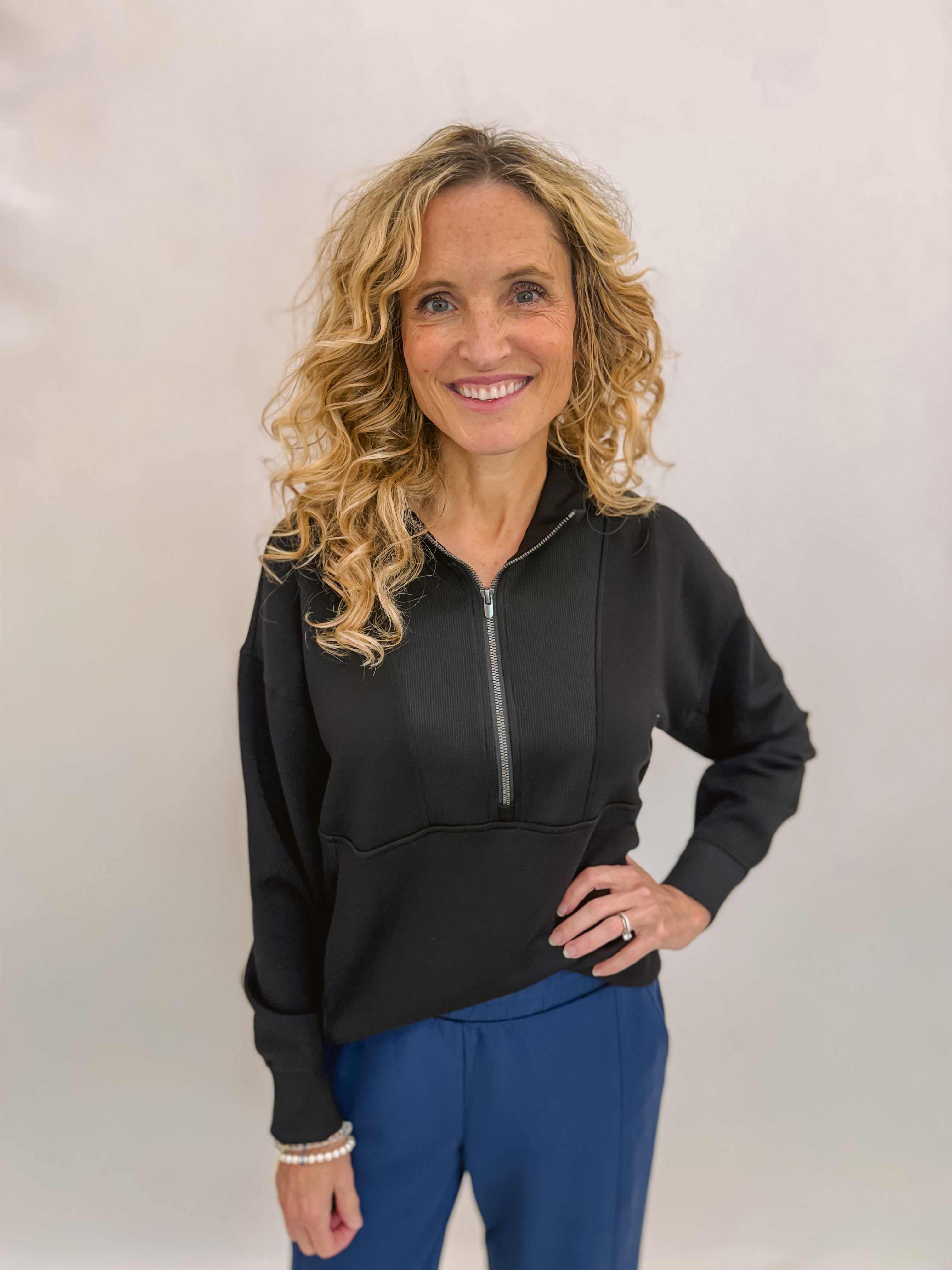 Tribal Mock Neck Top W/ Zipper