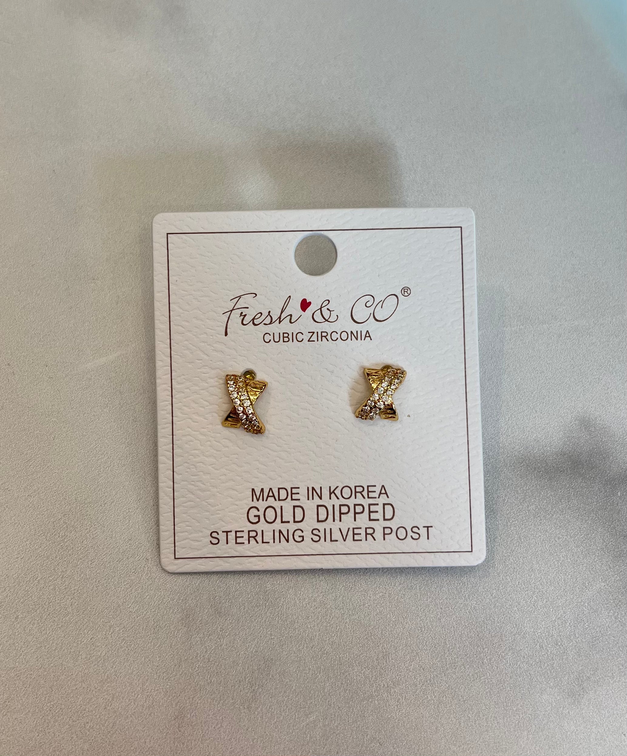 Gold-Dipped CZ X Stud Earrings