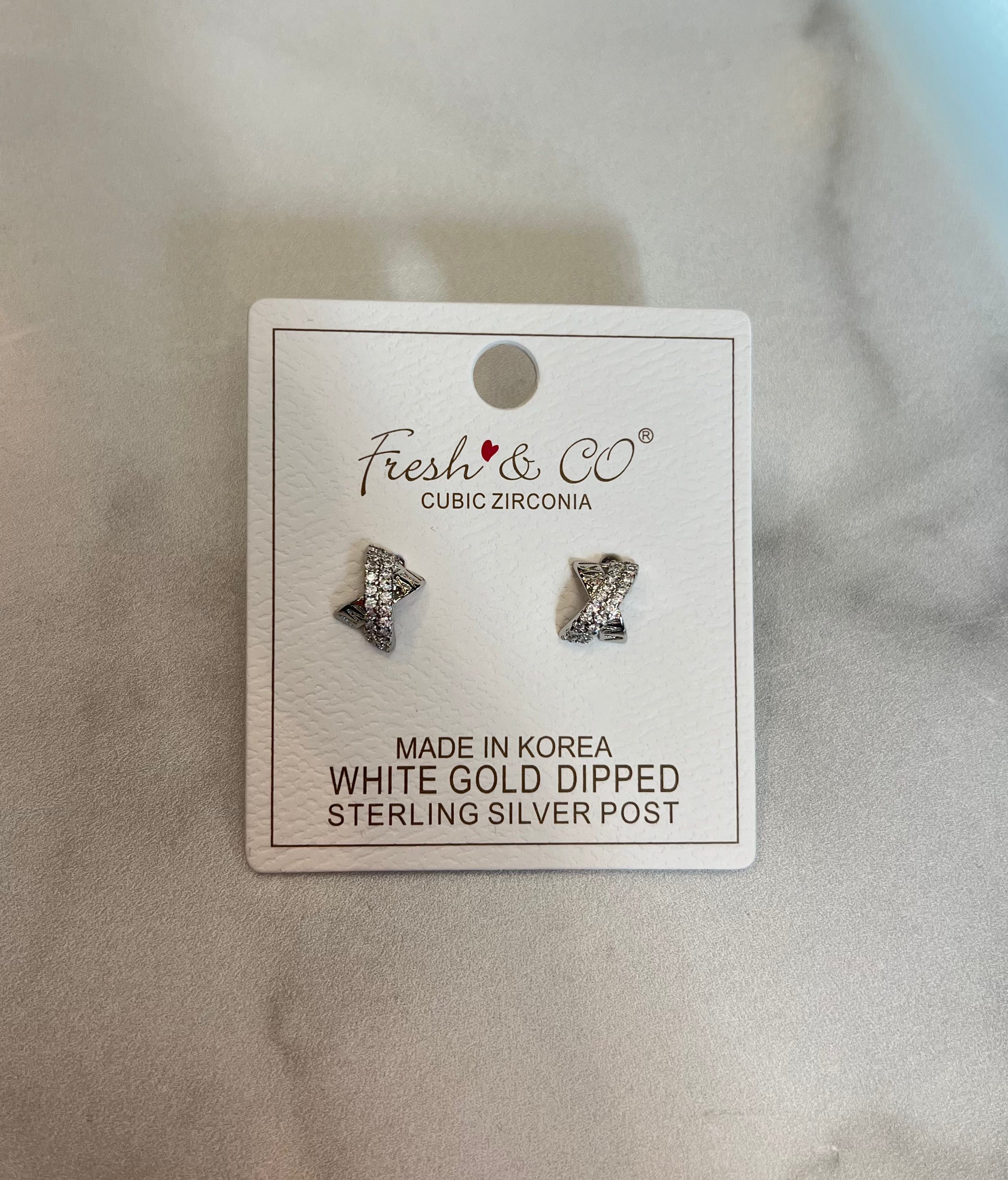Gold-Dipped CZ X Stud Earrings