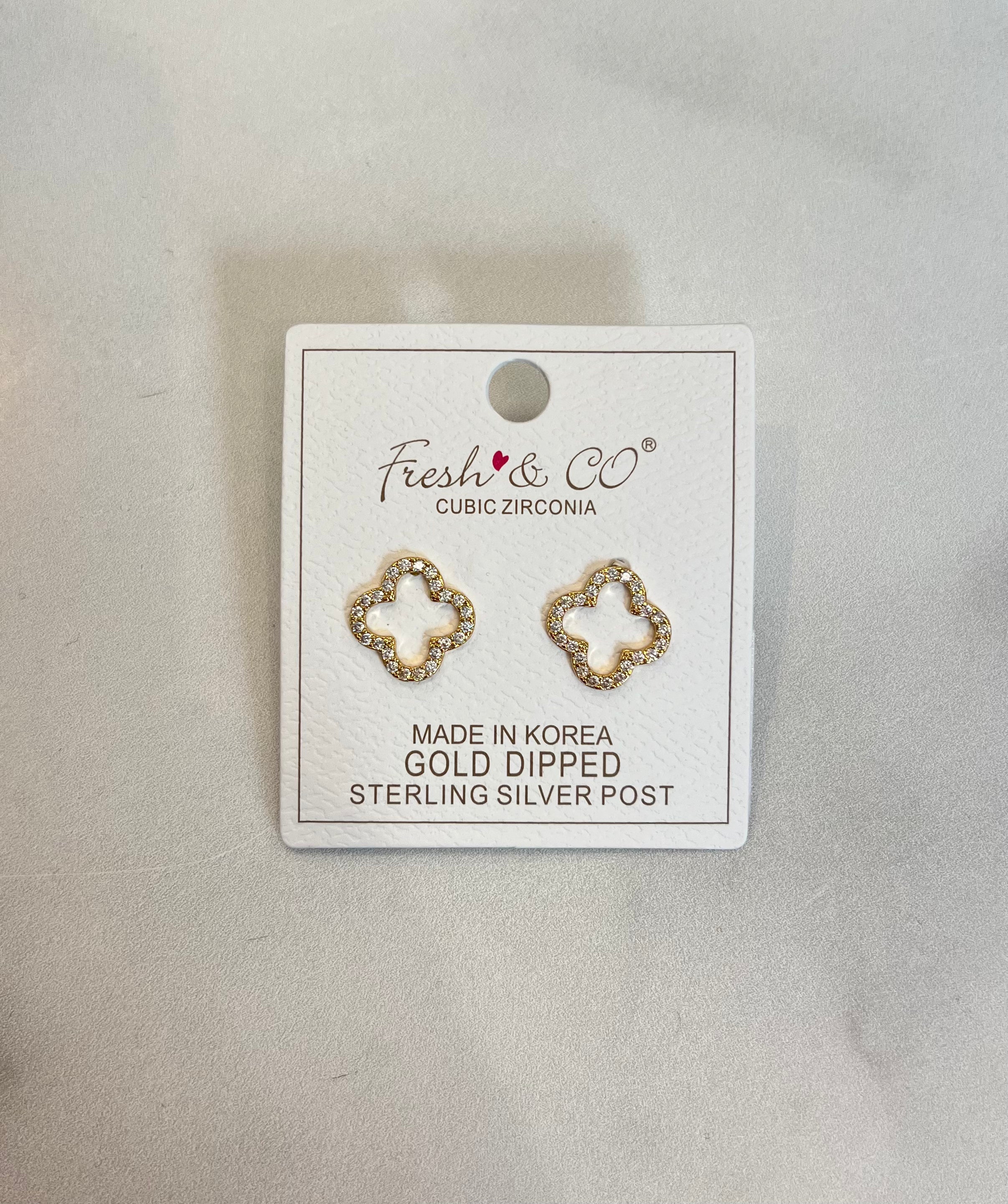 CZ Open Quatrefoil Stud Earrings