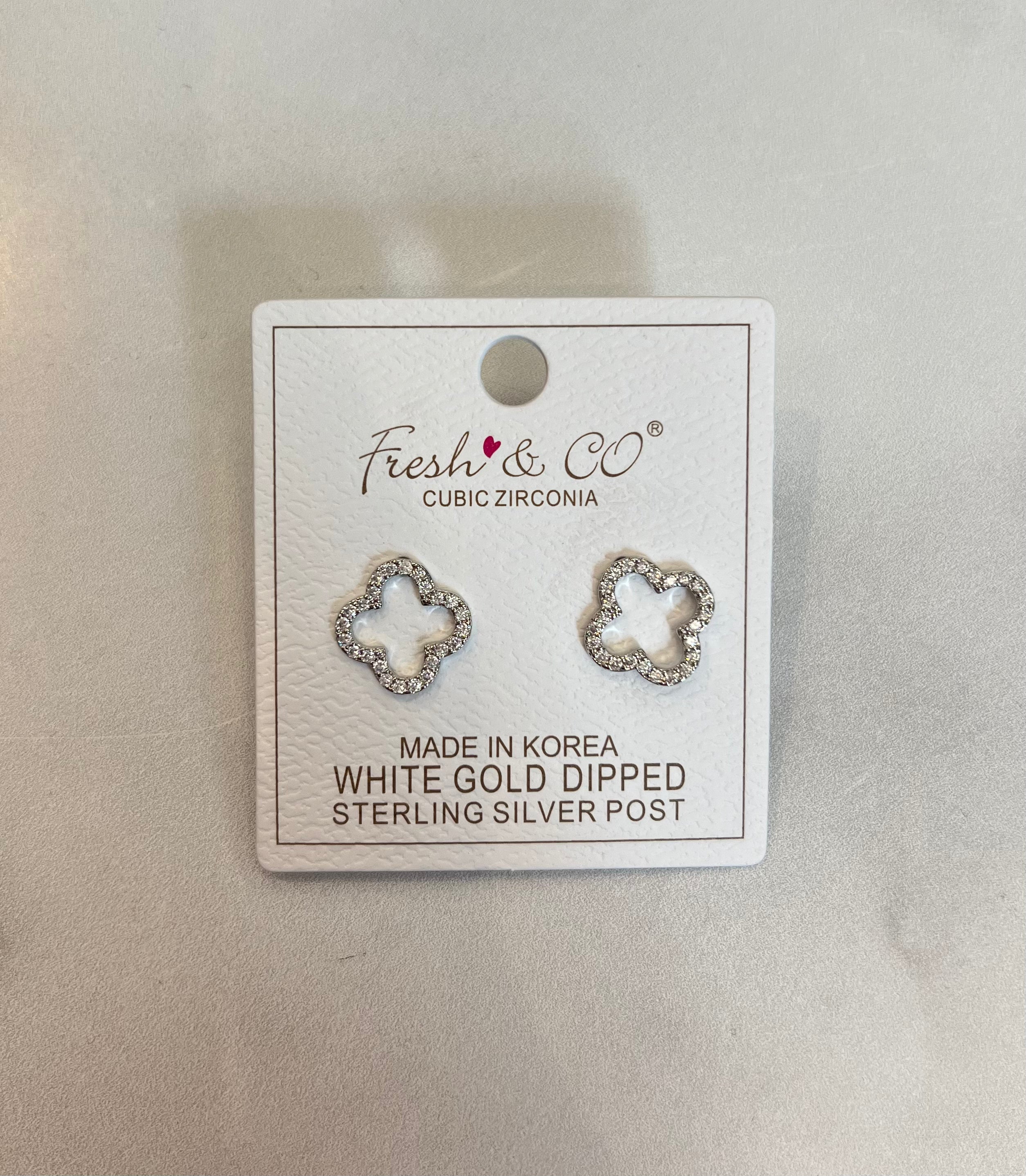 CZ Open Quatrefoil Stud Earrings