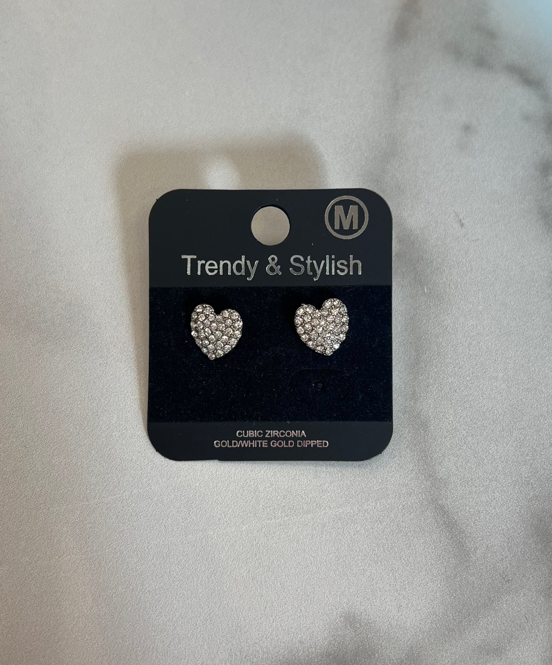 Rhinestone Heart Stud Earrings