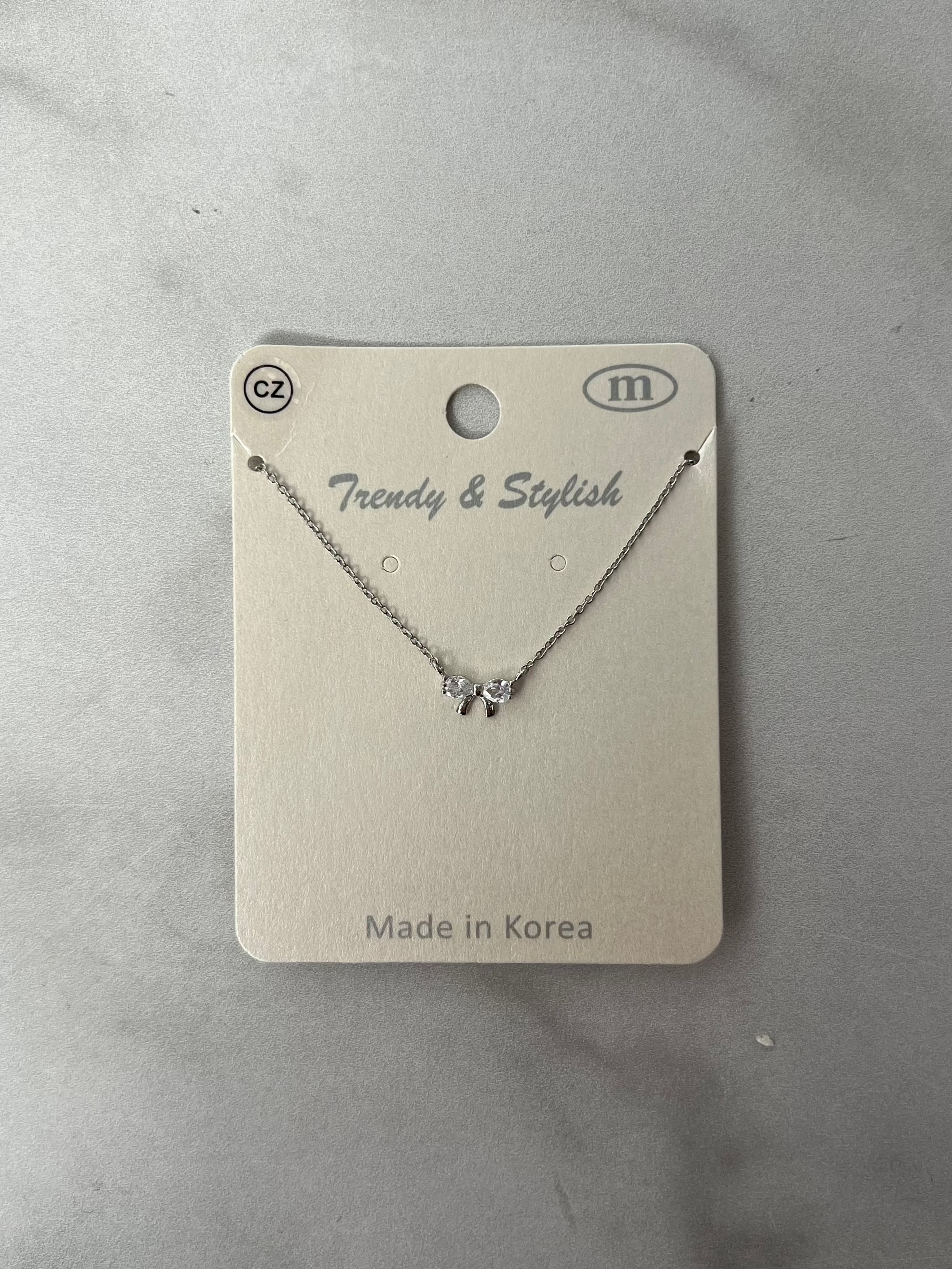 CZ Dainty Bow Necklace