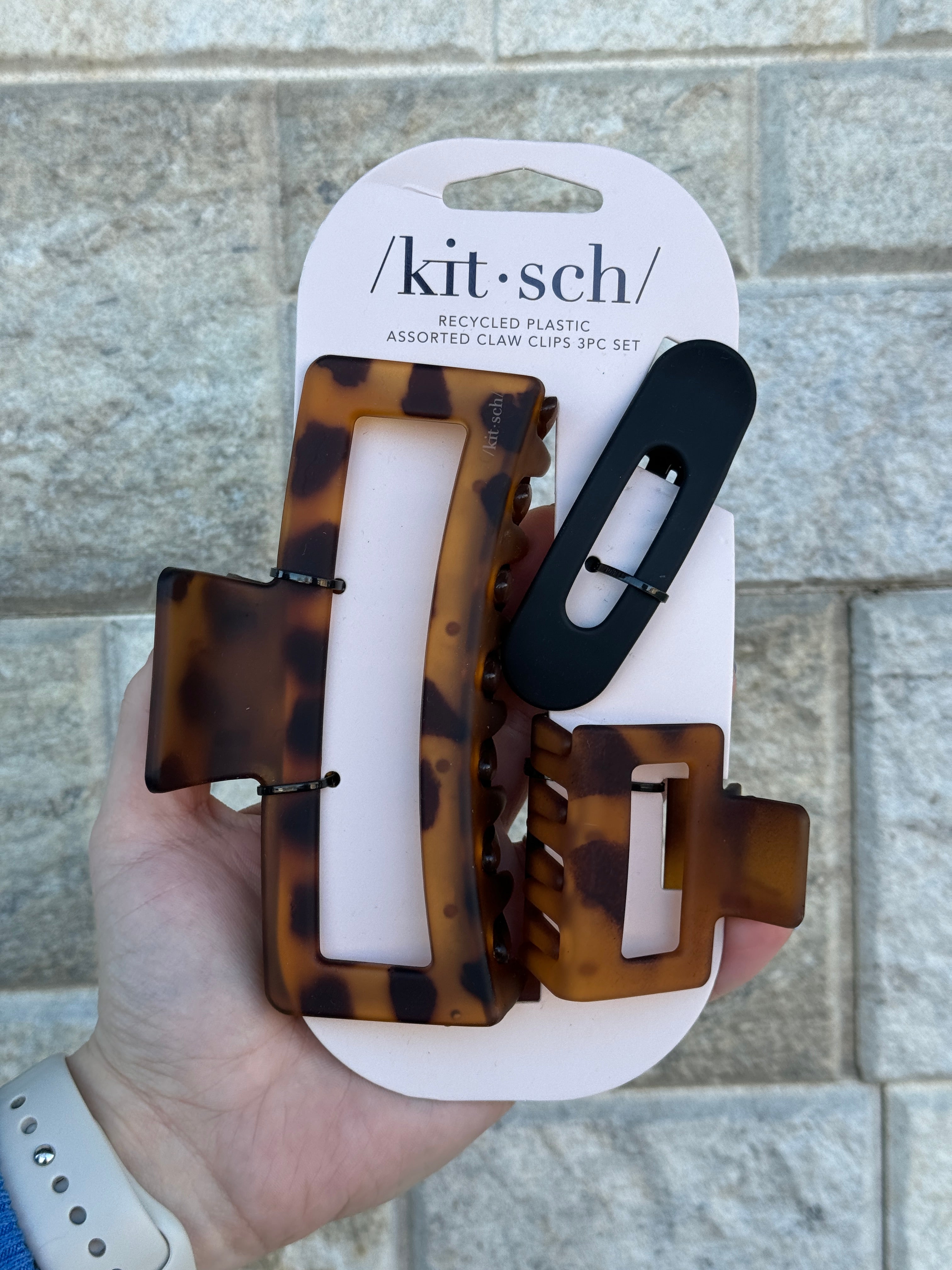 Recycled Plastic Assorted Claw Clips - 3pc