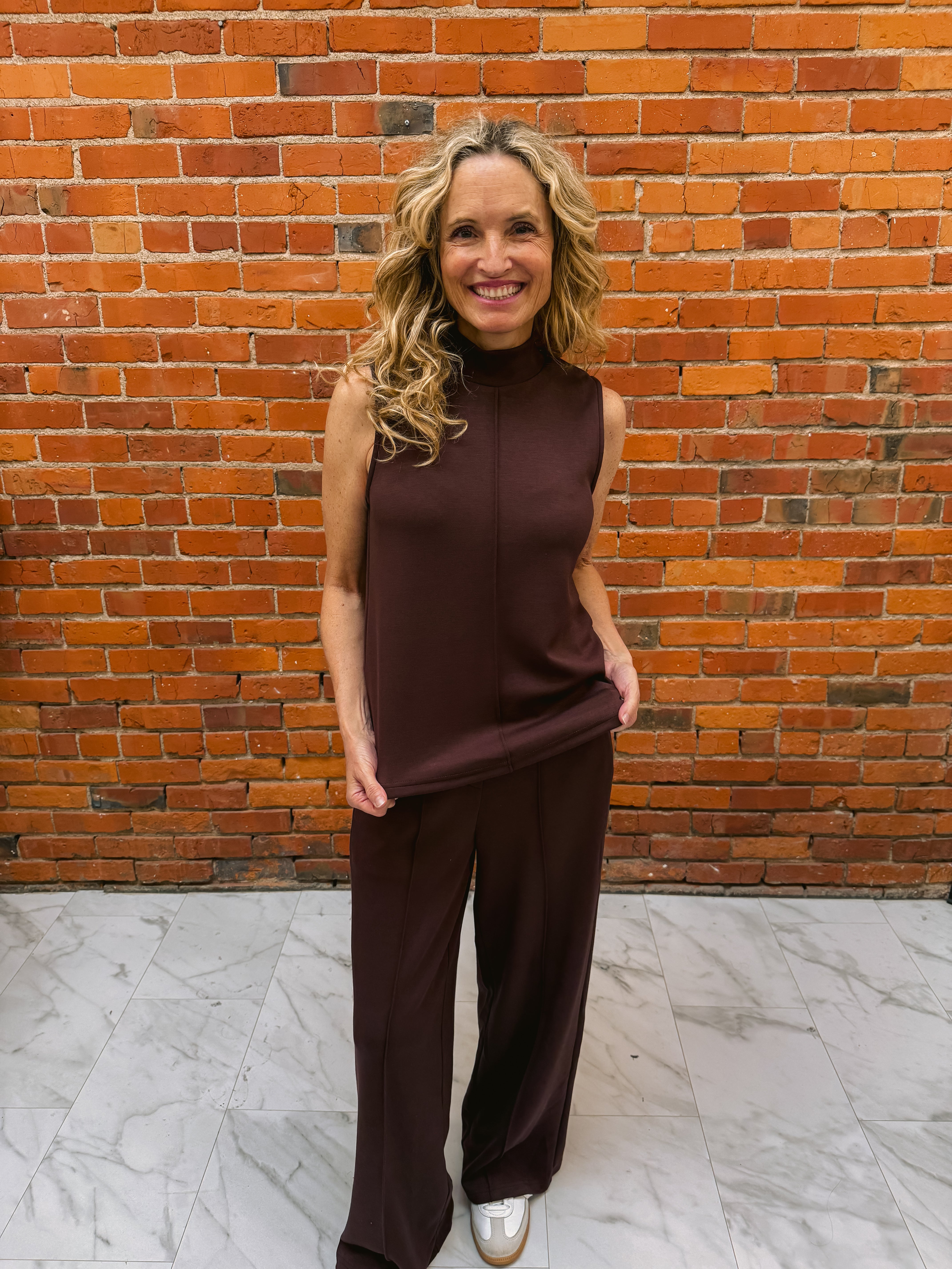 Solid Knit Wide Leg Pant