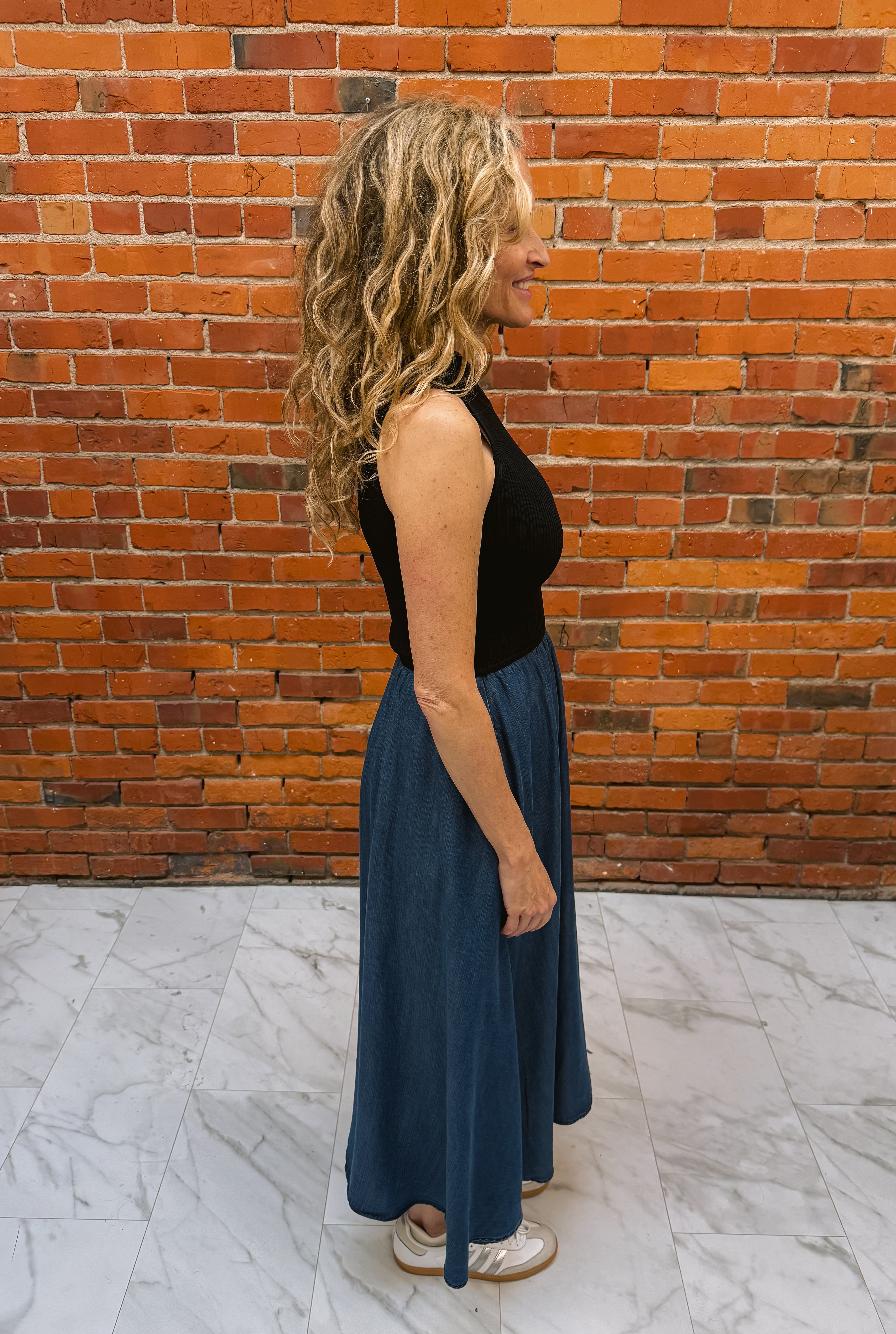 Elan Mock Neck Sleeveless Dress