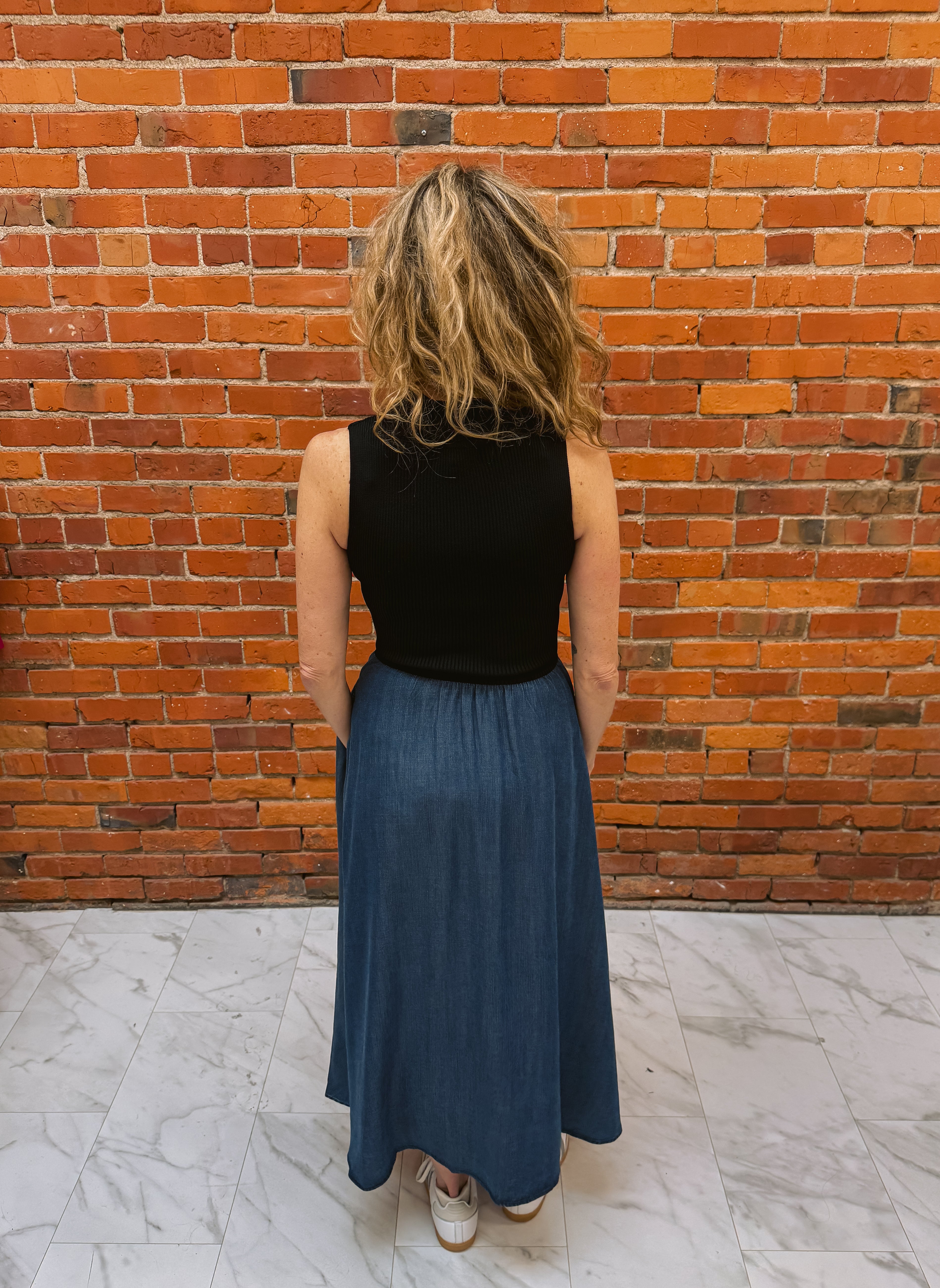 Elan Mock Neck Sleeveless Dress
