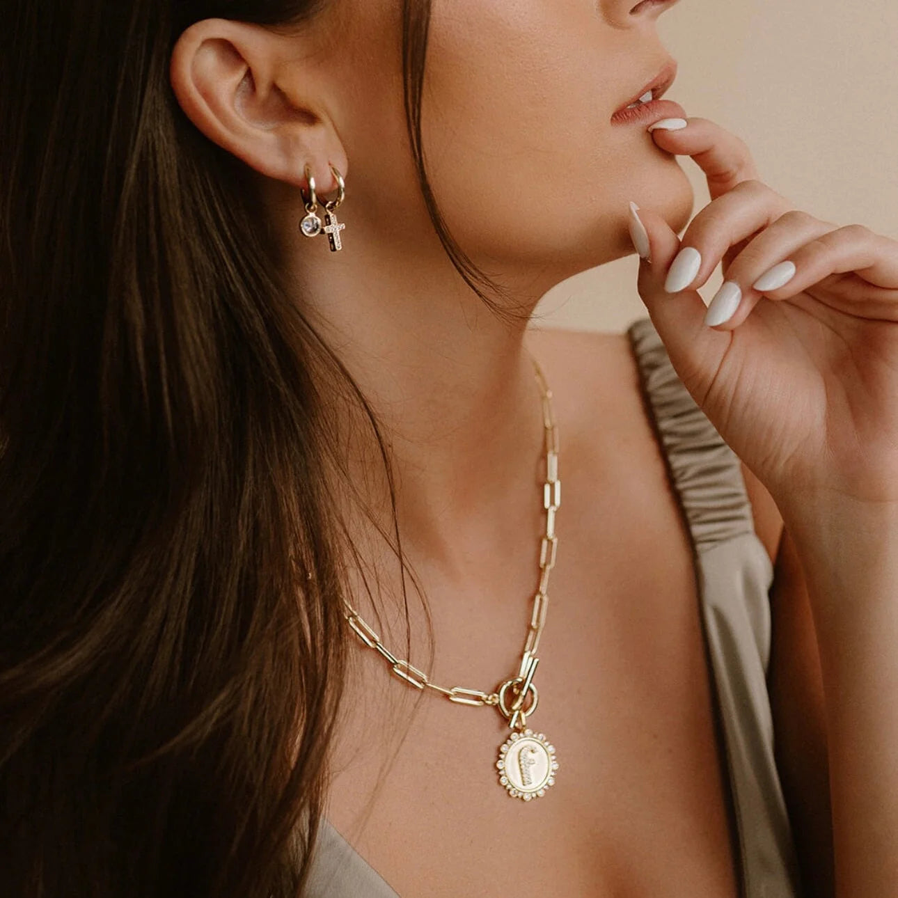 The Sis Kiss Vintage Coin Initial Charm