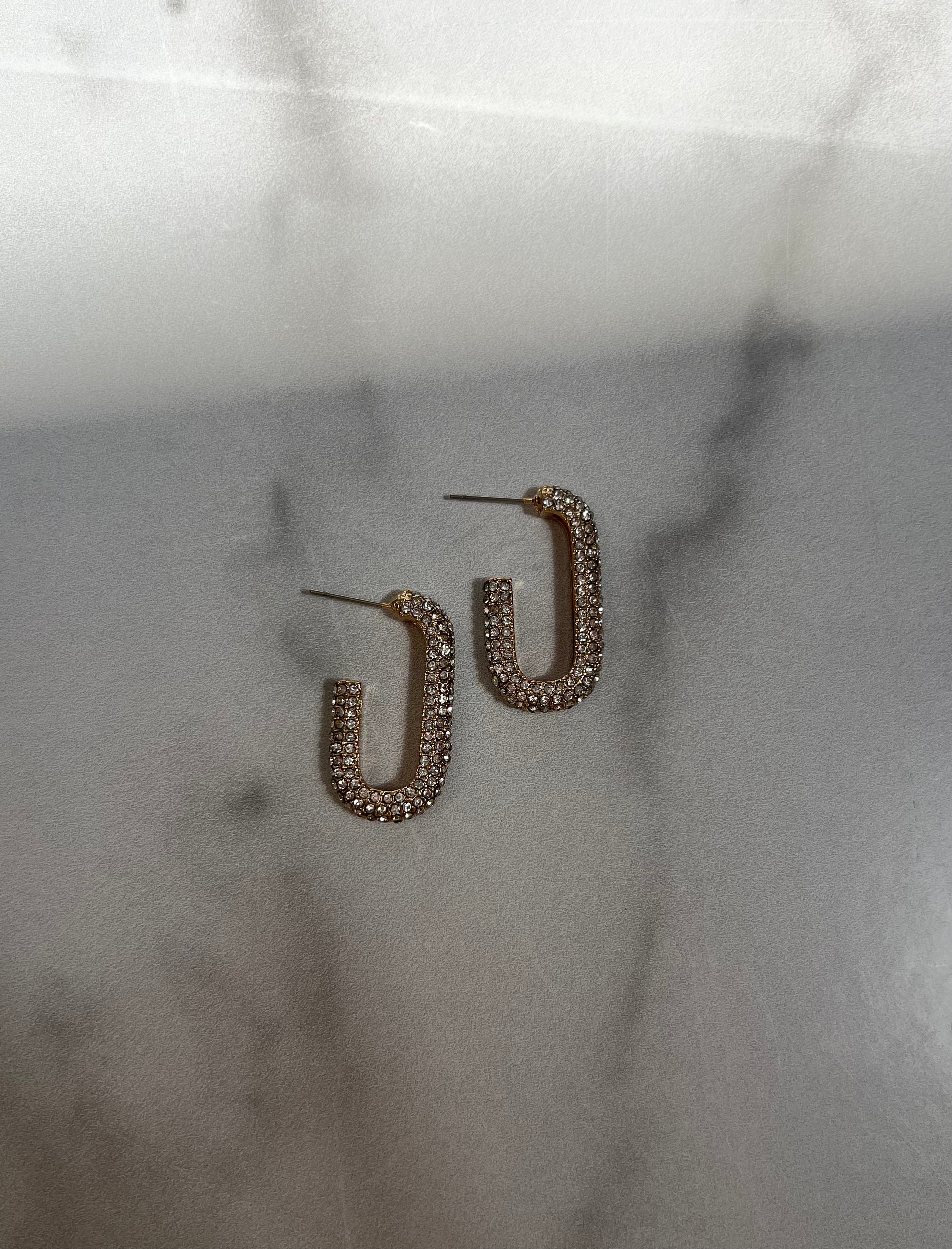 Pave Oval Hoop Earrings