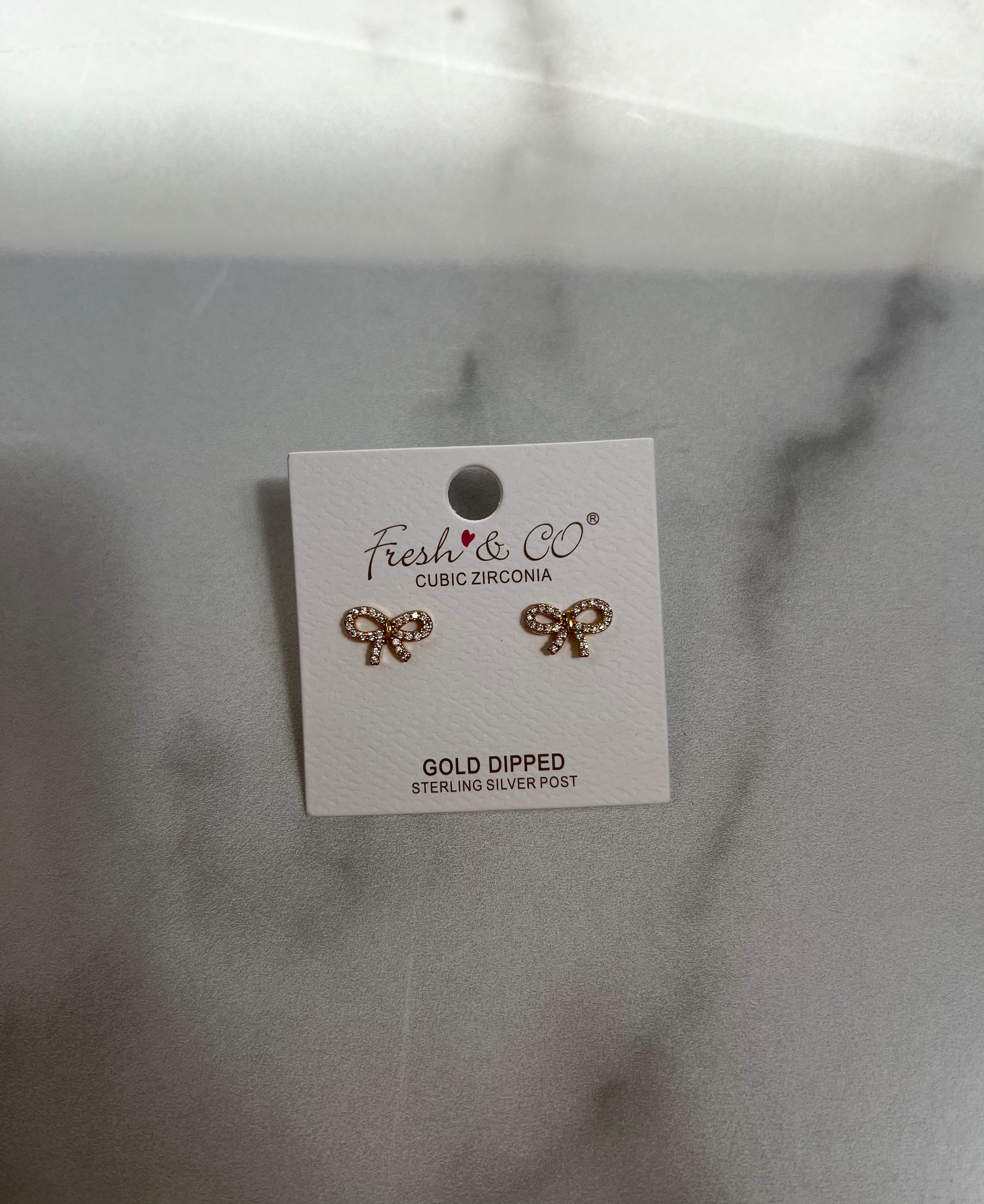 Small CZ Bow Stud Earrings