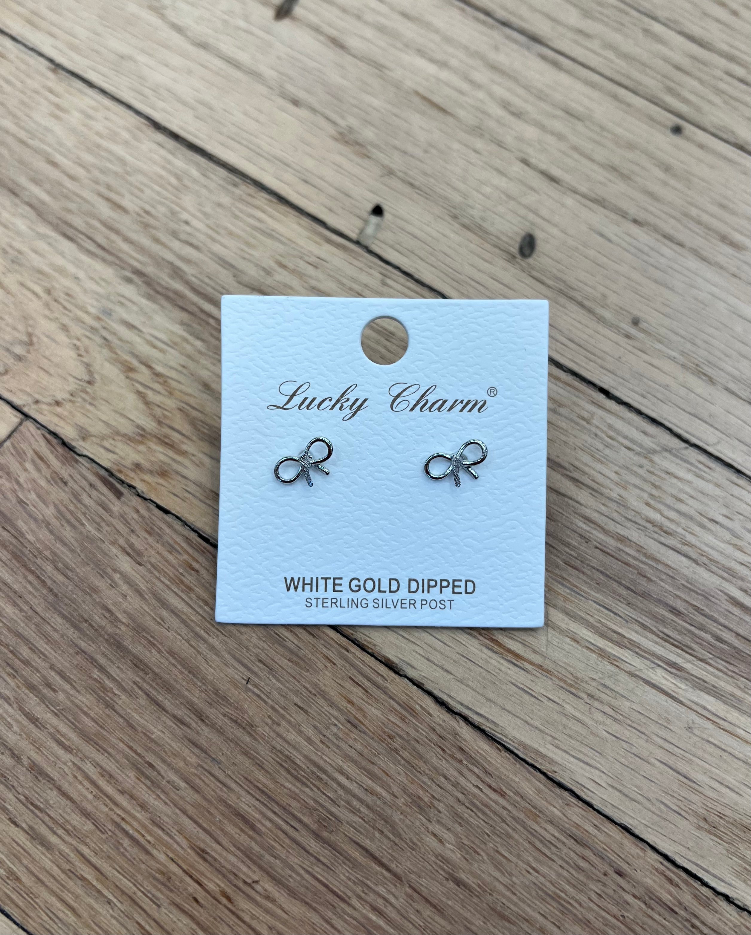 Brass Brushed Metal Bow Stud Earrings