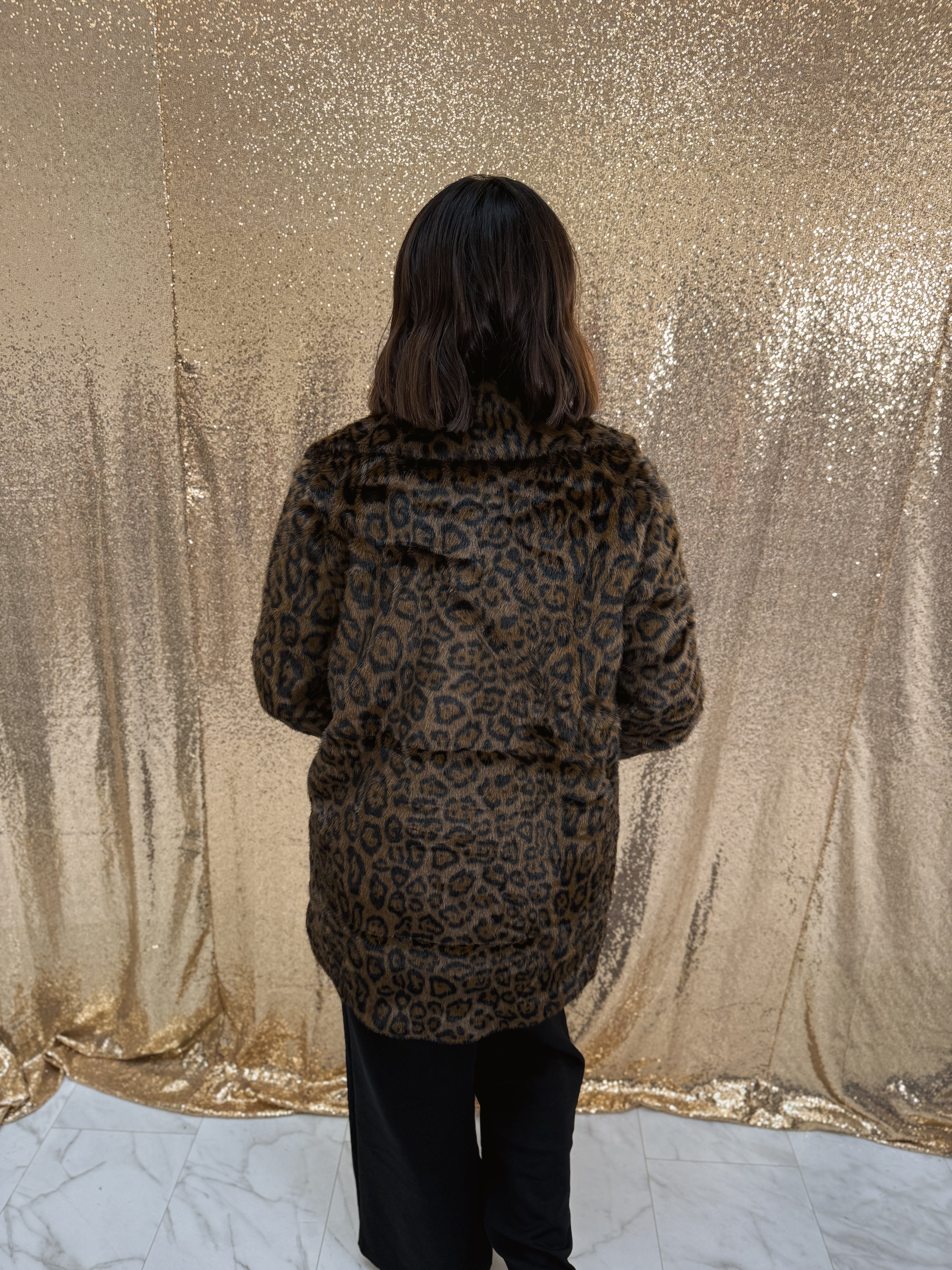 Liverpool Leopard Faux Fur Coat