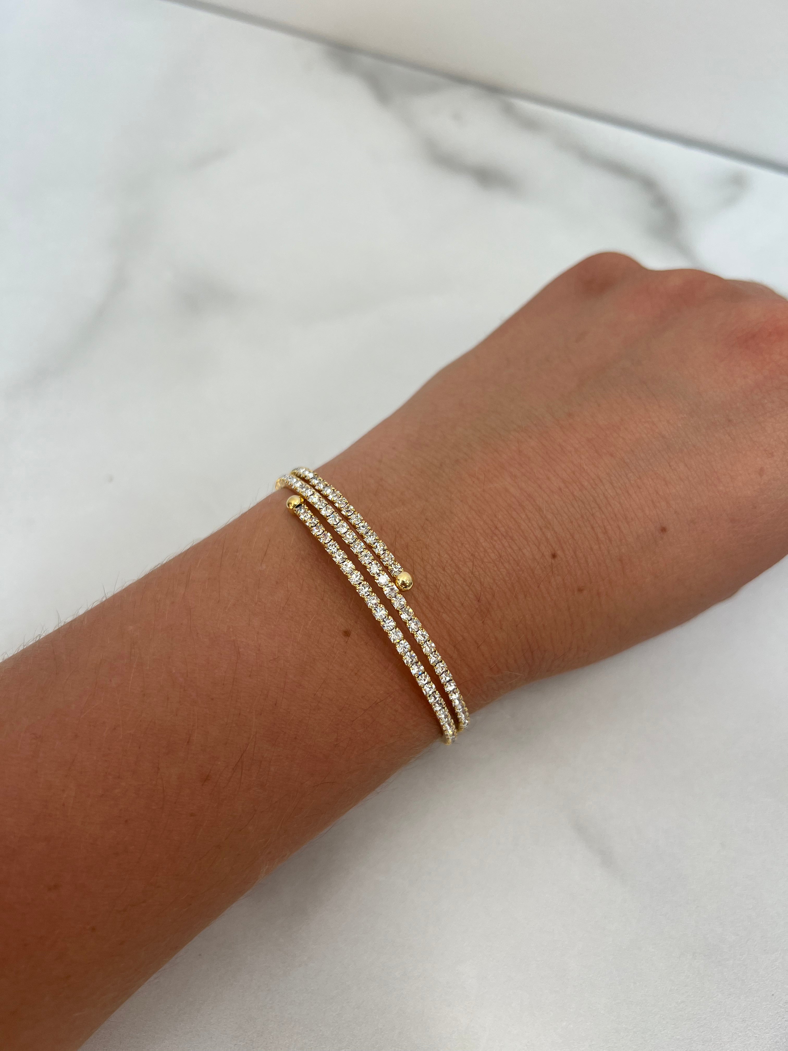 Memory Wire Crystal Wrap Bracelet