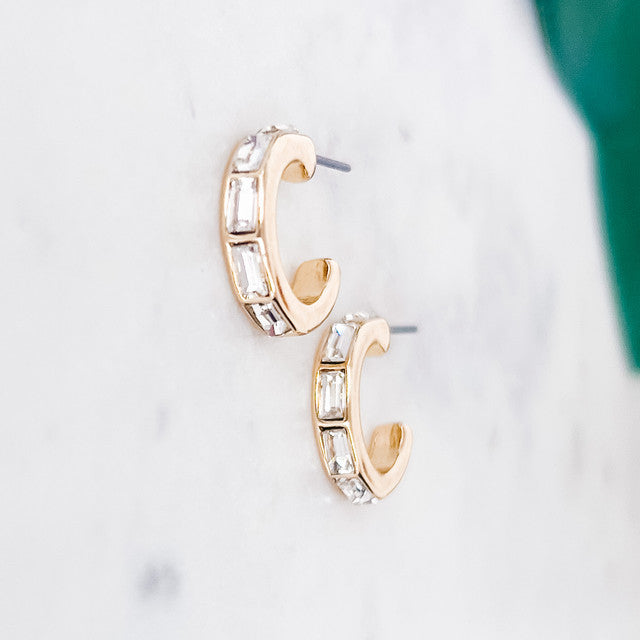 Baguette Hoop Earrings - Gold